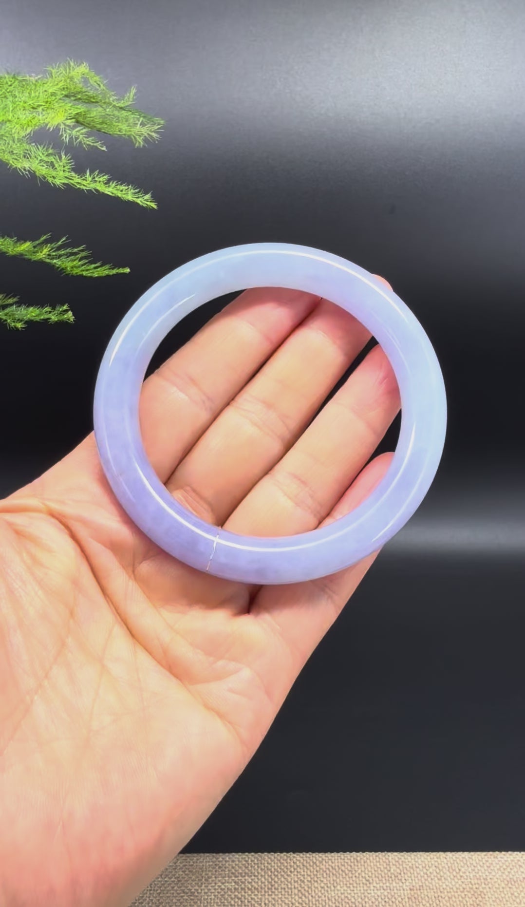 Load and play video in Gallery viewer, Genuine Burmese Deep Lavender Jadeite Jade Bangle Bracelet (57.7mm)
