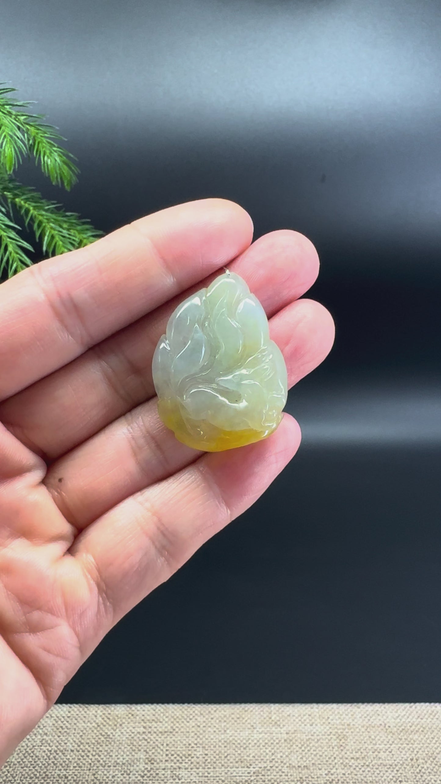 Load and play video in Gallery viewer, RealJade® Co.Natural Yellow &amp;amp; Green Jadeite Jade Nine-Tailed Fox Necklace
