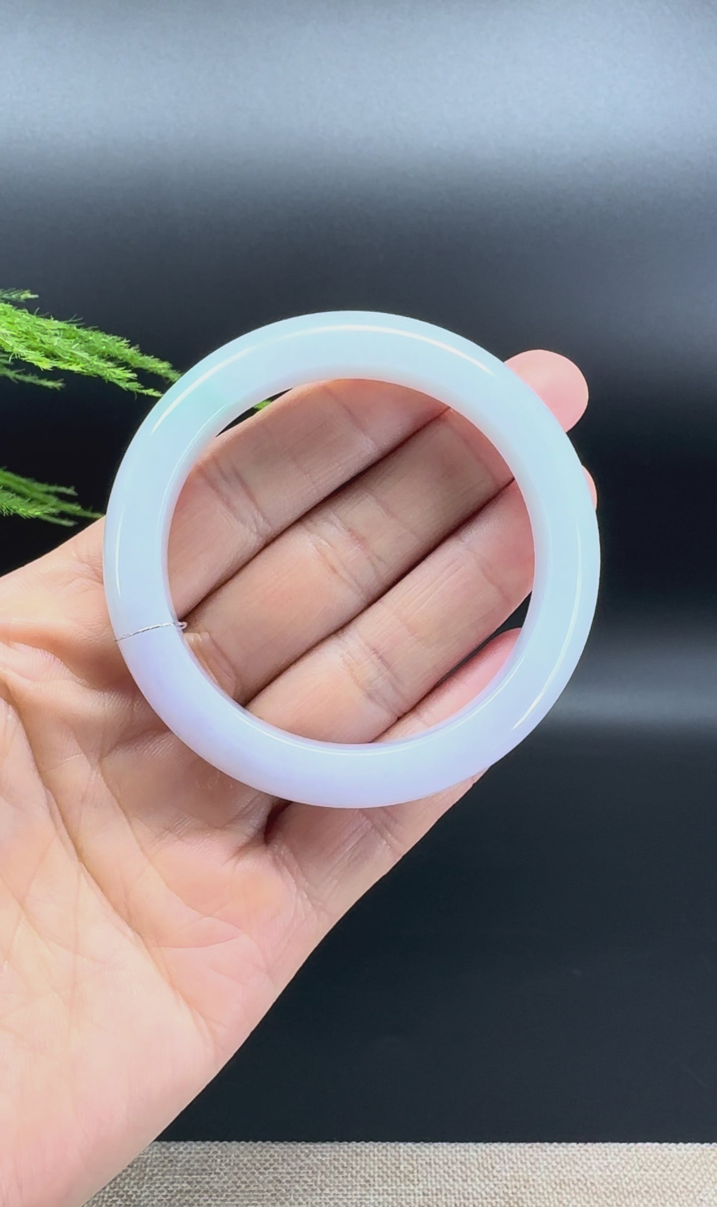 Load and play video in Gallery viewer, Genuine Burmese Lavender Green Jade Jadeite Bangle Bracelet ( 52.2mm )
