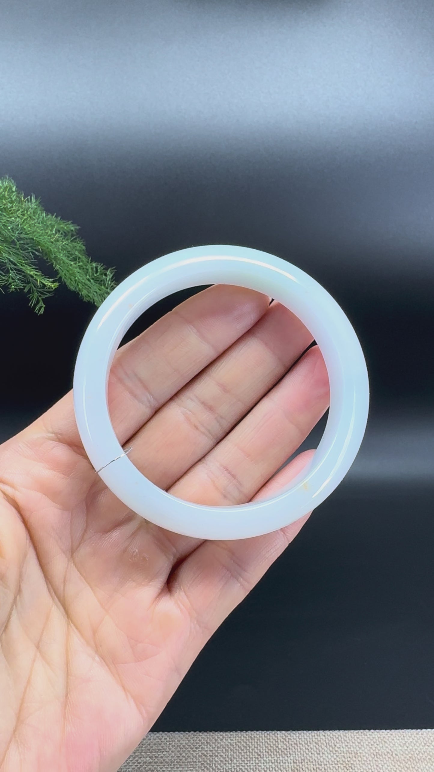 Load and play video in Gallery viewer, Genuine Burmese Ice Green Jade Jadeite Bangle Bracelet (54.4mm)
