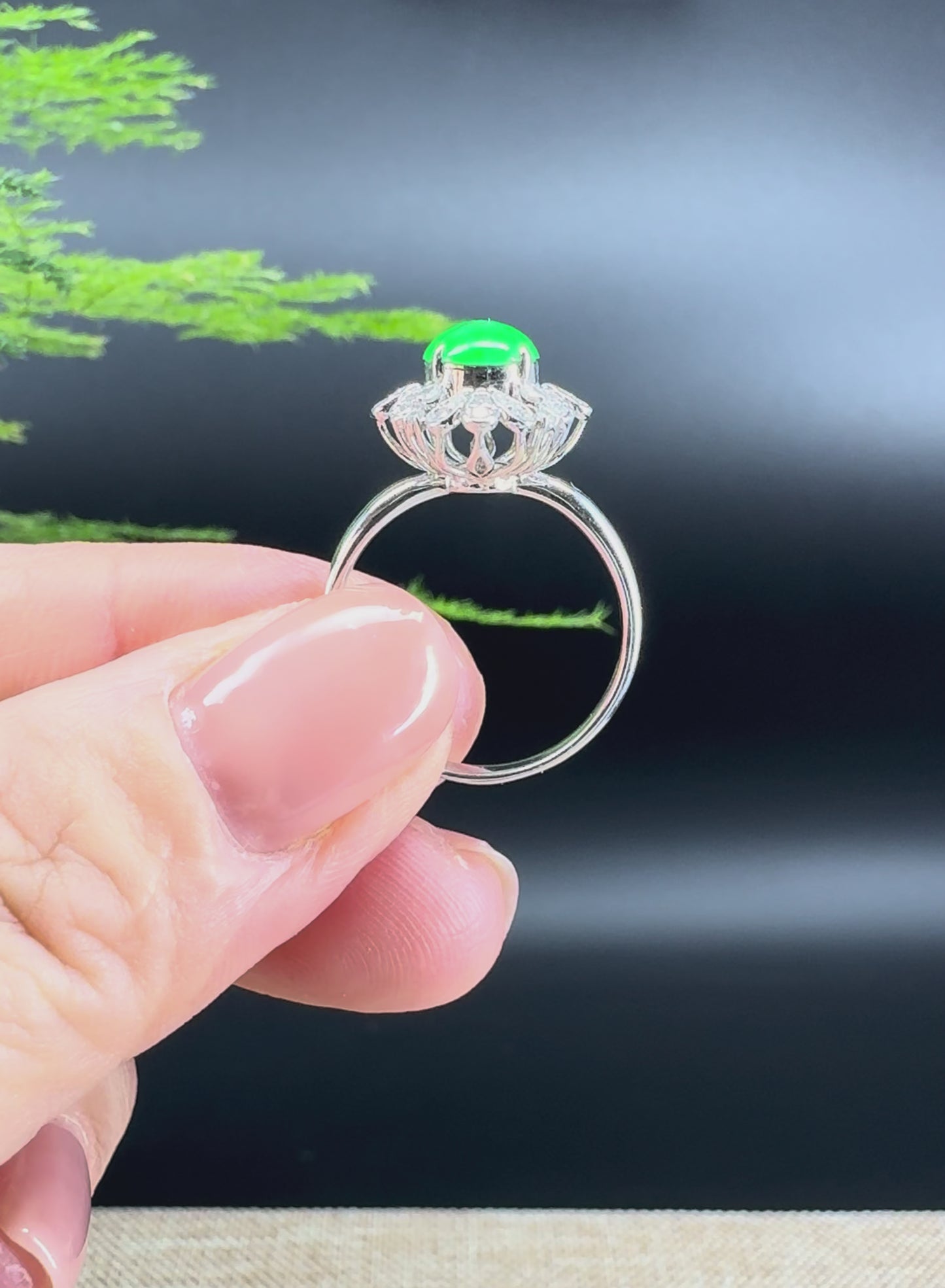 RealJade® "Signature Signet" 18K White Gold Imperial Green Jadeite Jade Ring