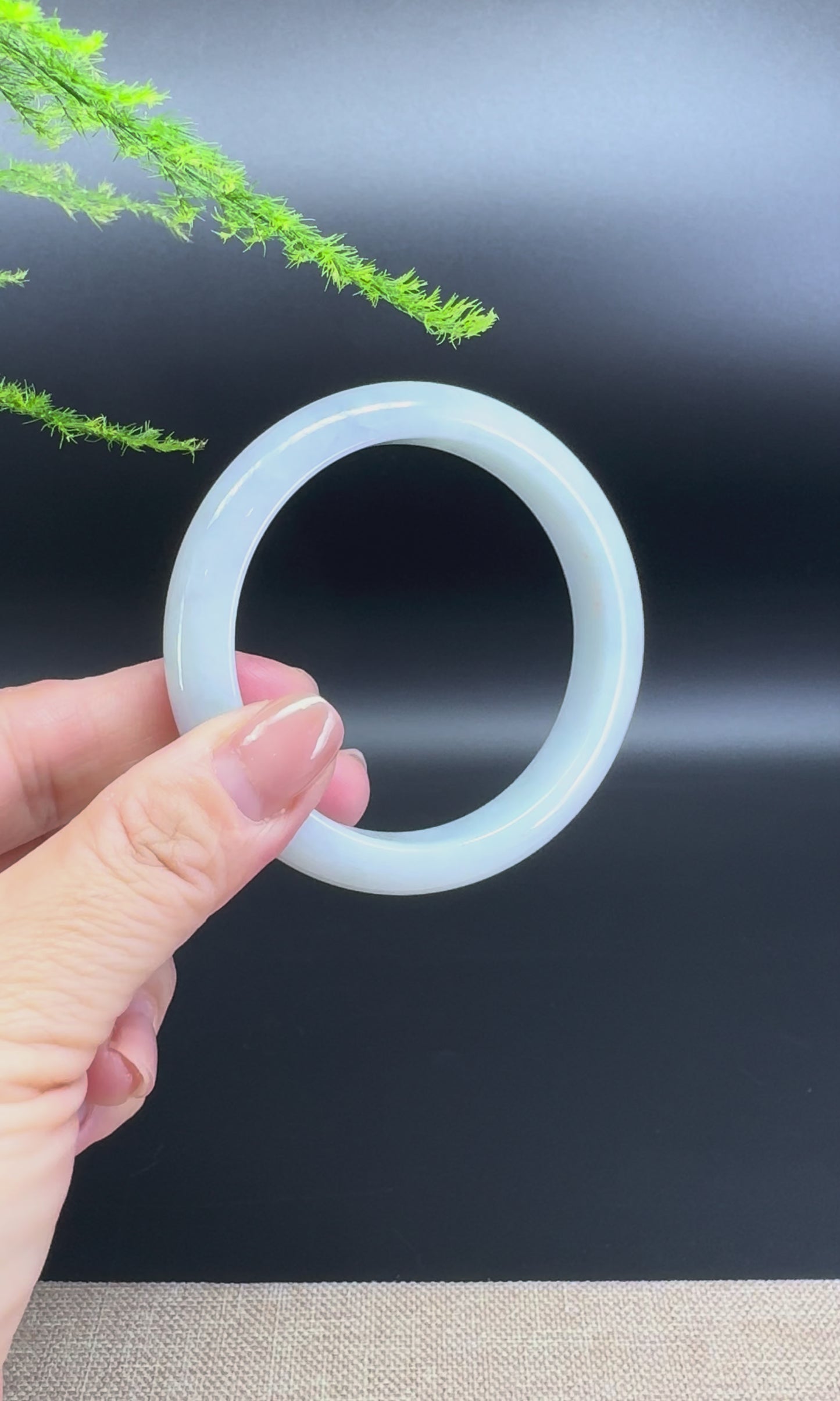 Load and play video in Gallery viewer, Genuine Burmese Lavender Green Jade Jadeite Bangle Bracelet ( 56.2mm )
