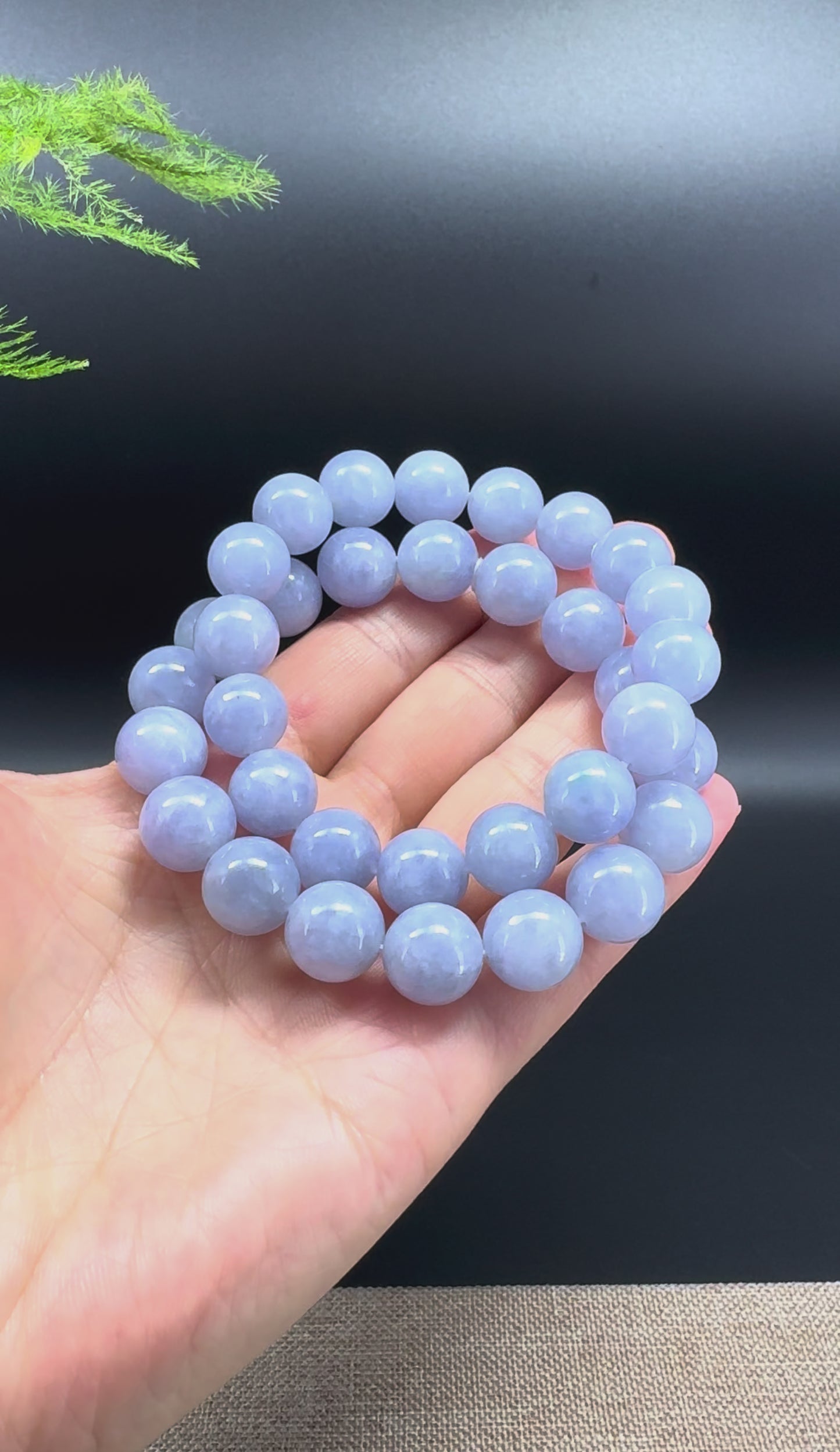 Load and play video in Gallery viewer, RealJade® Co. Genuine Jadeite Jade Round Lavender Beads Bracelet (12mm)
