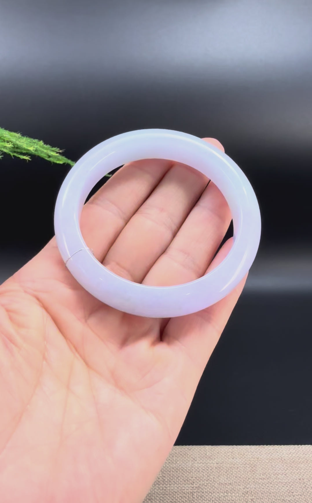 Load and play video in Gallery viewer, Genuine Burmese Lavender Green Jade Jadeite Bangle Bracelet ( 54.3mm )
