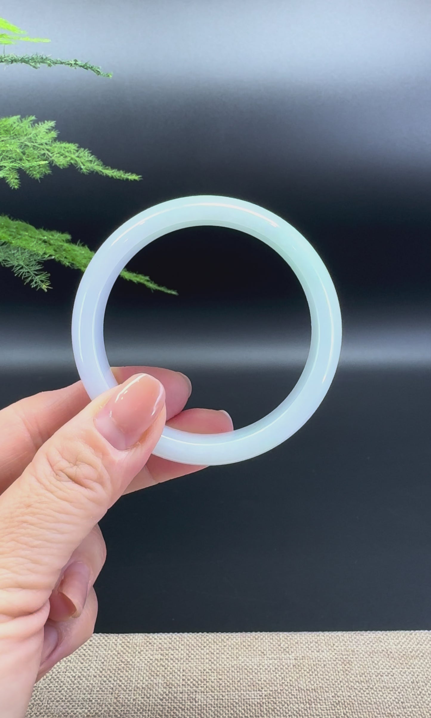 Load and play video in Gallery viewer, Genuine Burmese Lavender Green Jade Jadeite Bangle Bracelet ( 52.4mm )
