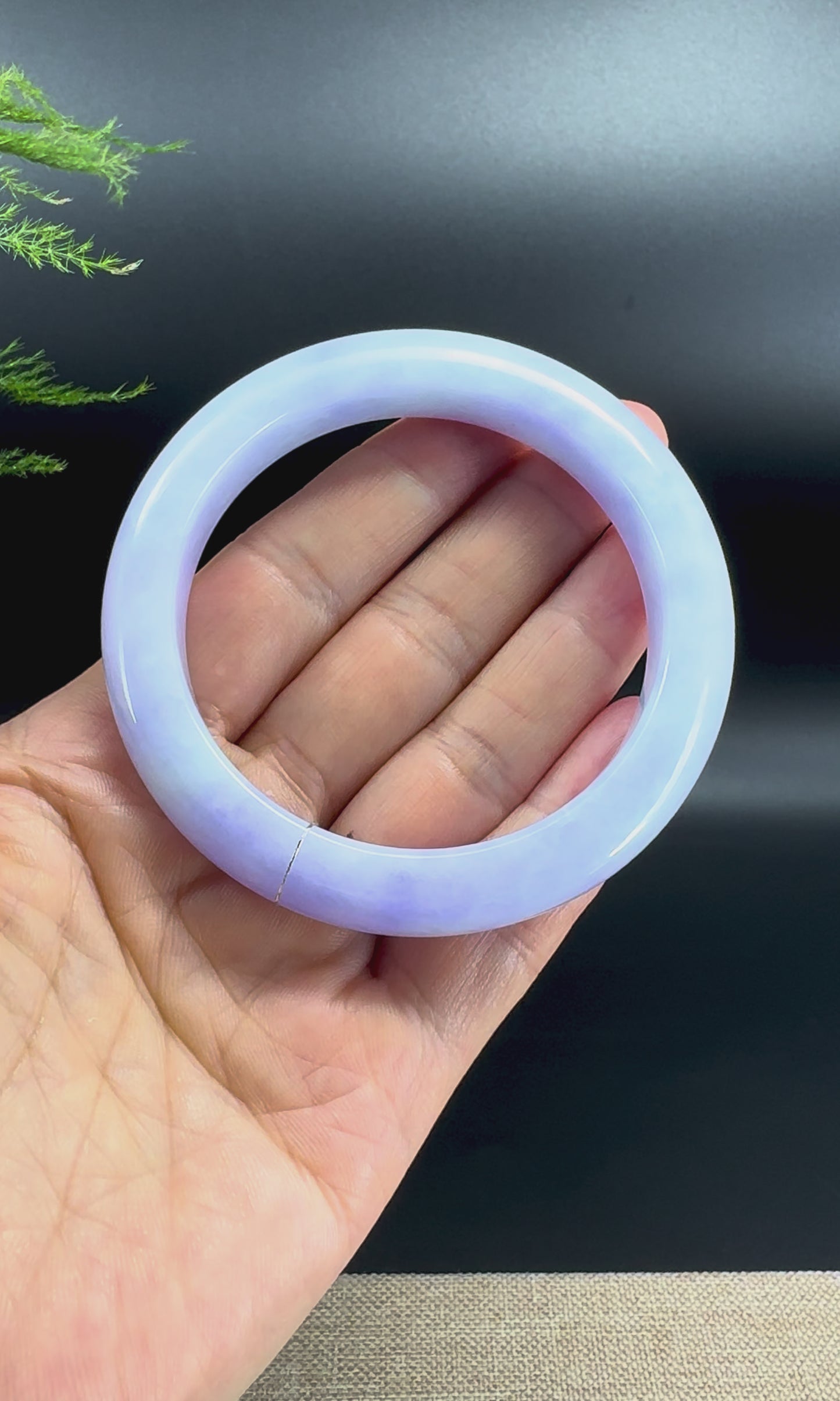 Load and play video in Gallery viewer, Genuine Burmese Lavender Jade Jadeite Bangle Bracelet (58mm)
