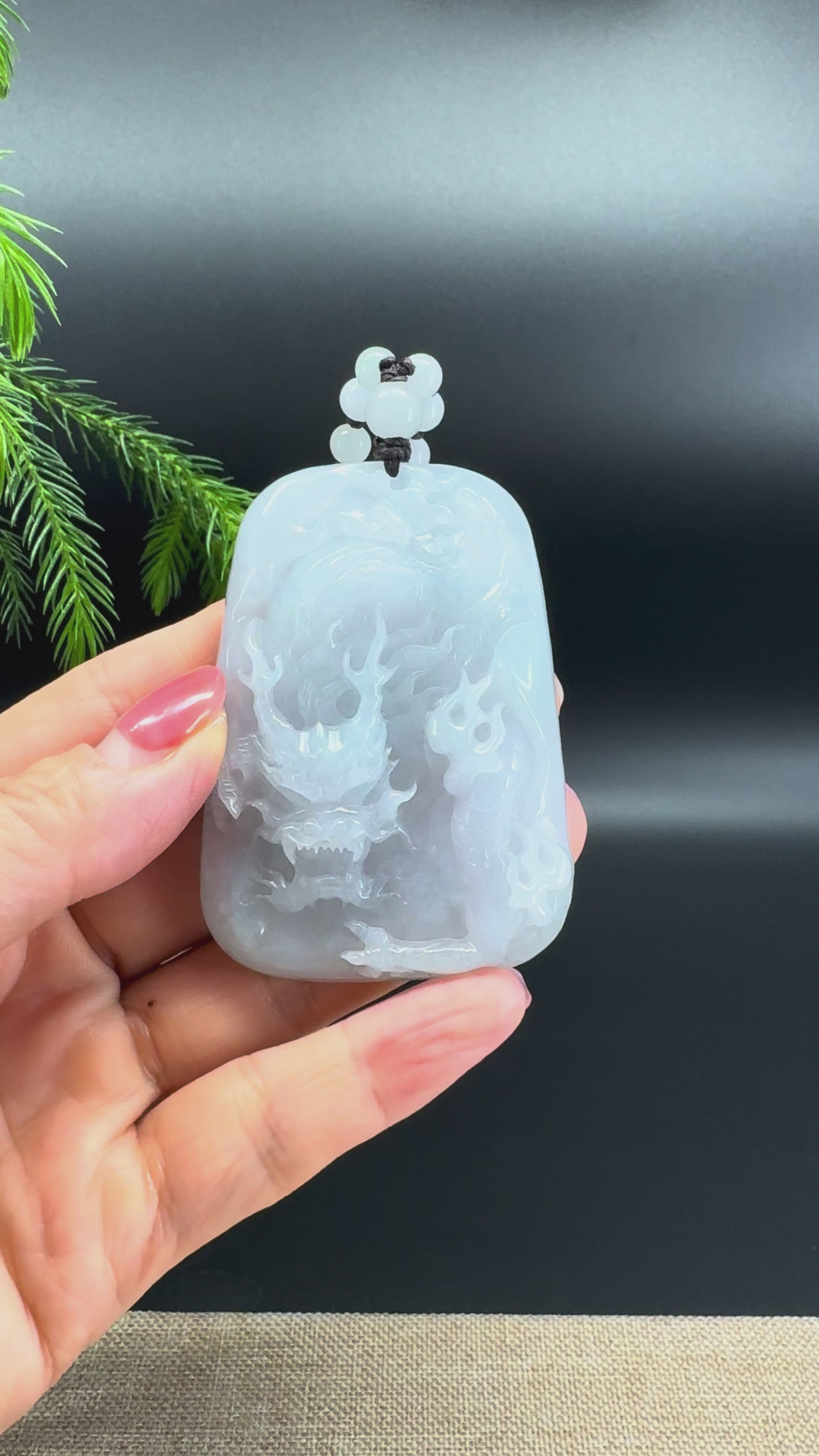 Load and play video in Gallery viewer, RealJade® Co. Natural Light Green Jadeite Jade Dragon Pendant
