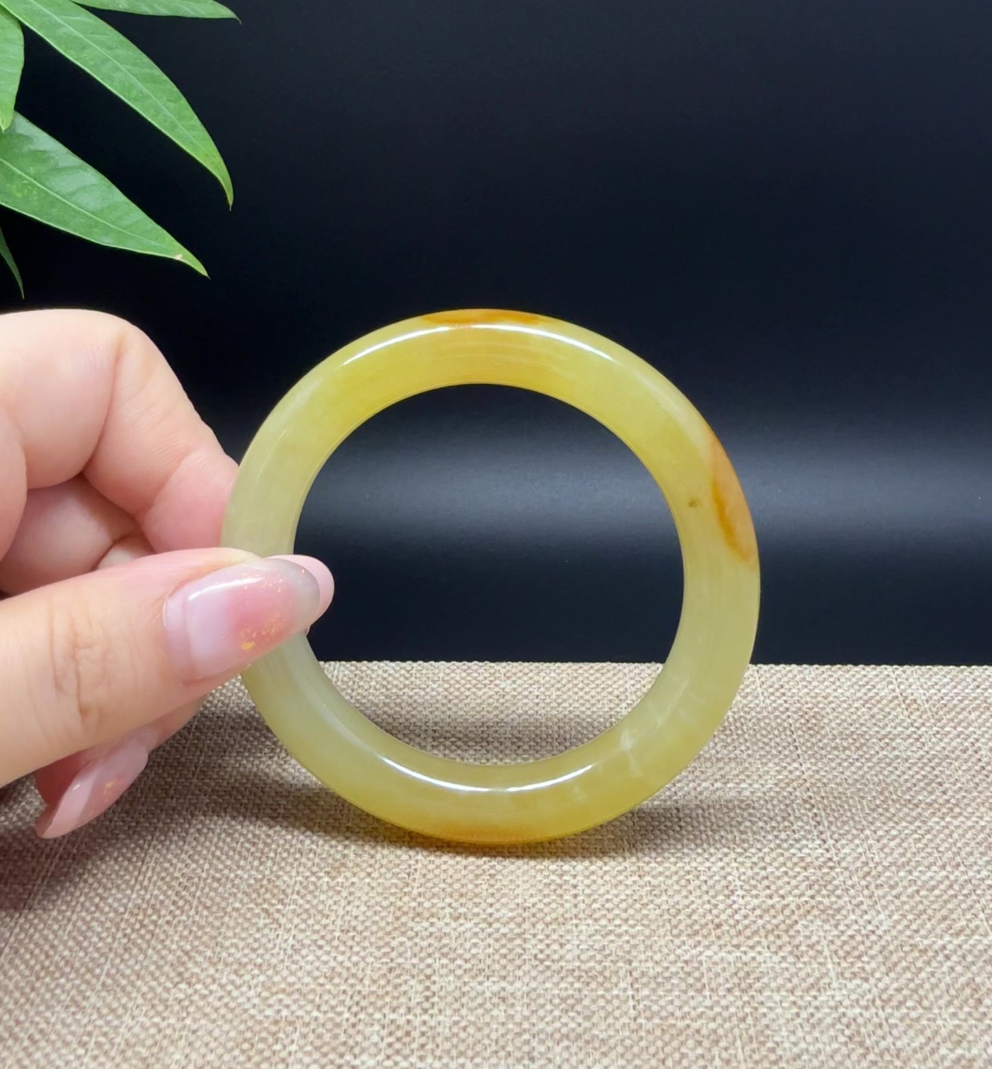 Load and play video in Gallery viewer, High end  Burmese Icy Yellow Jade Jadeite Bangle Bracelet ( 50.7mm )

