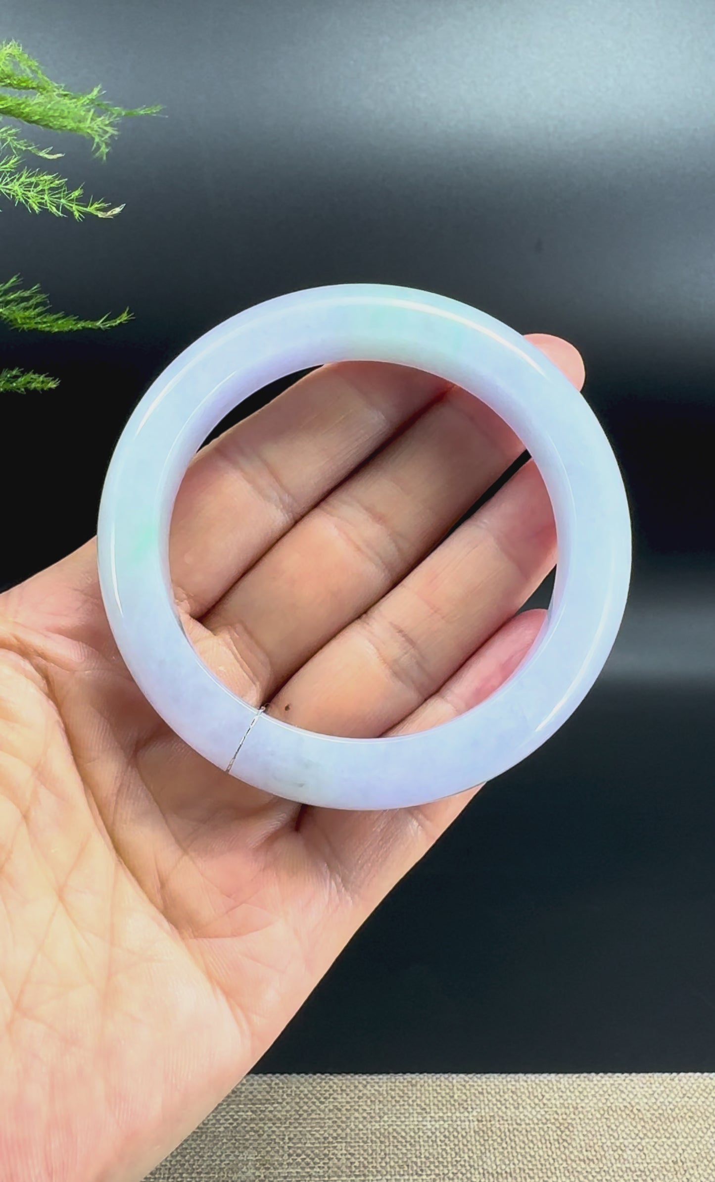 Load and play video in Gallery viewer, Genuine Burmese Lavender Green Jade Jadeite Bangle Bracelet ( 56.7mm )
