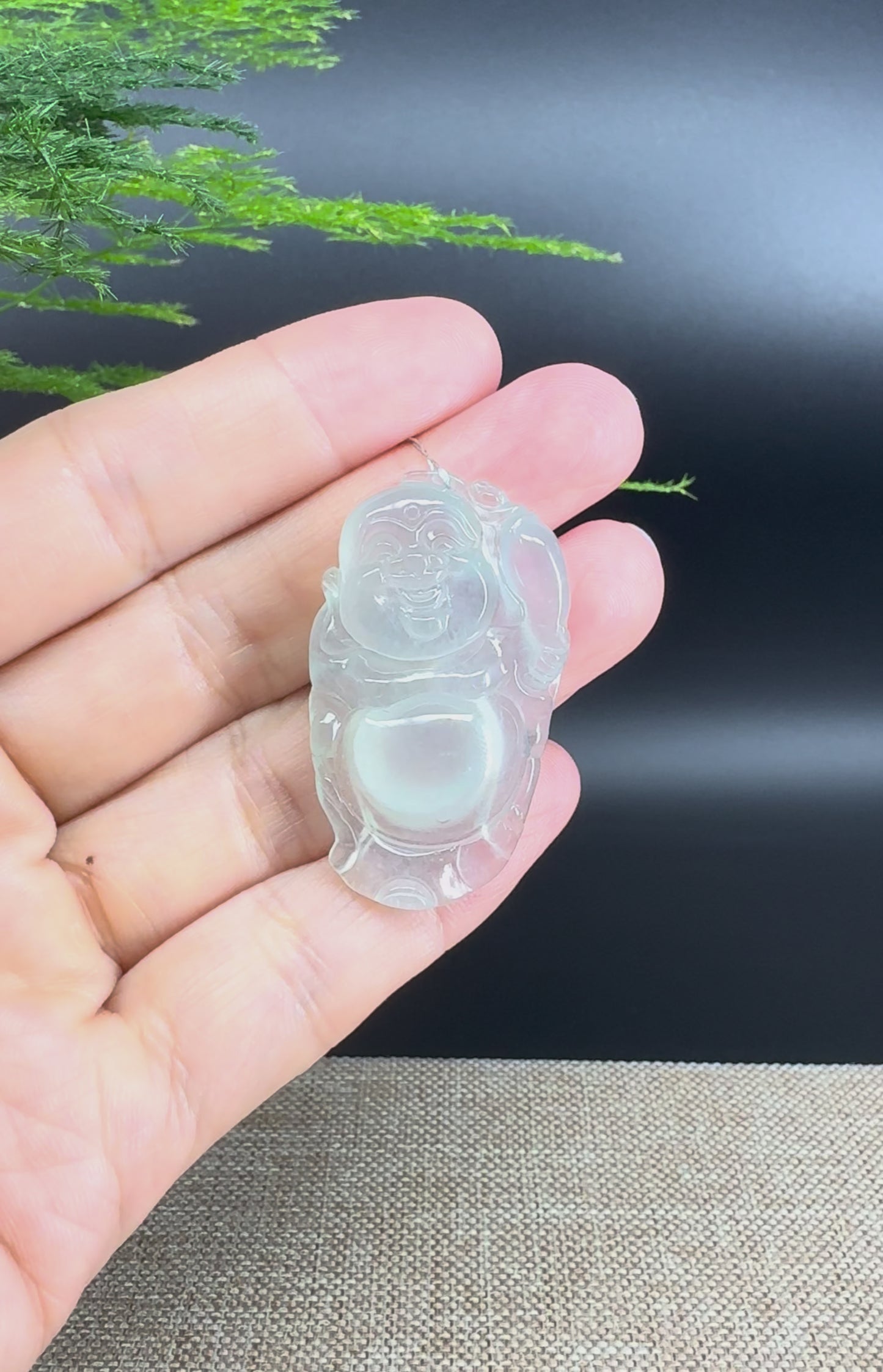 Genuine Burmese Jadeite Jade Happy Buddha Pendant