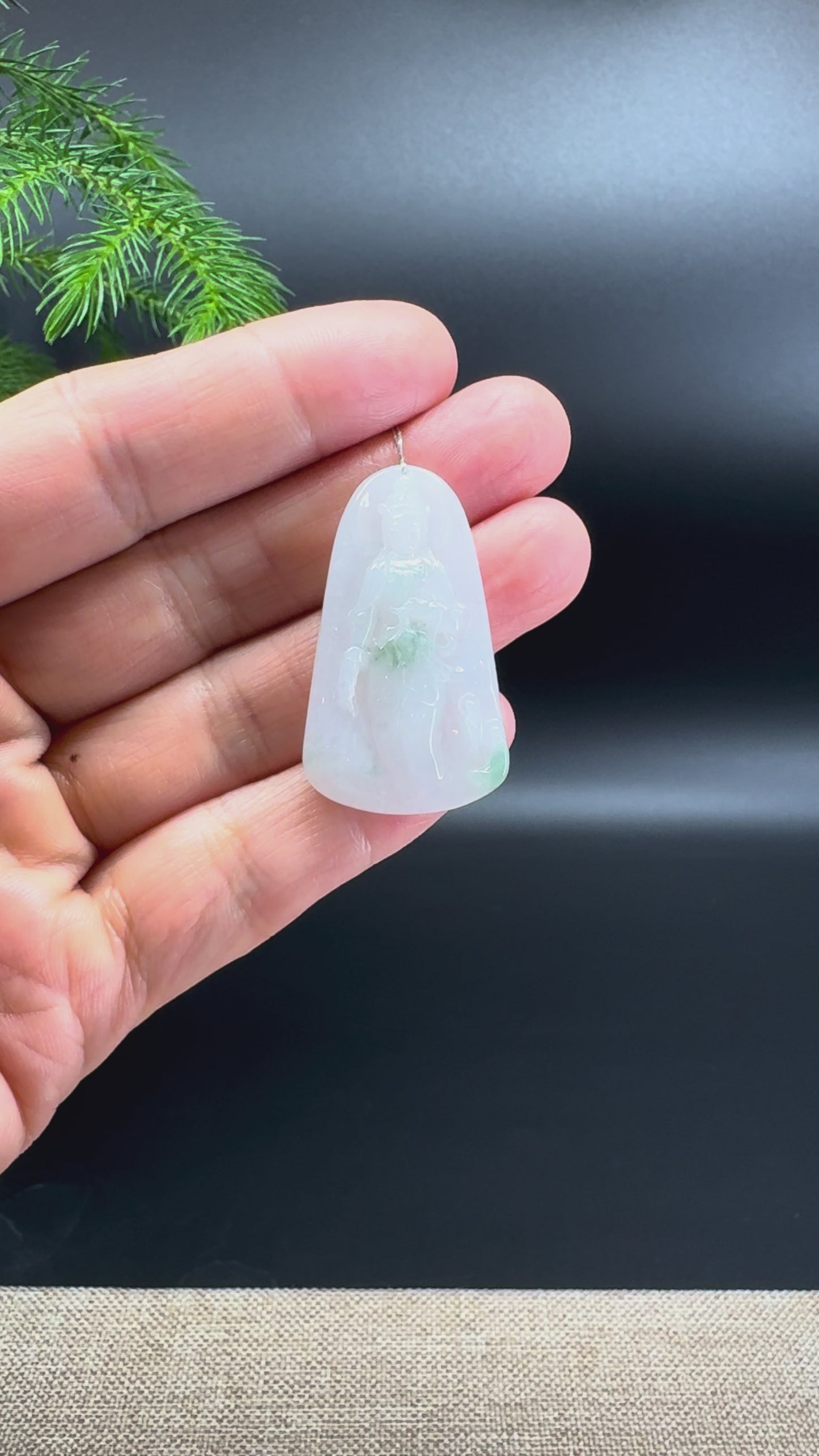 RealJade® Co. Genuine Burmese White Jadeite Jade Guanyin Pendant