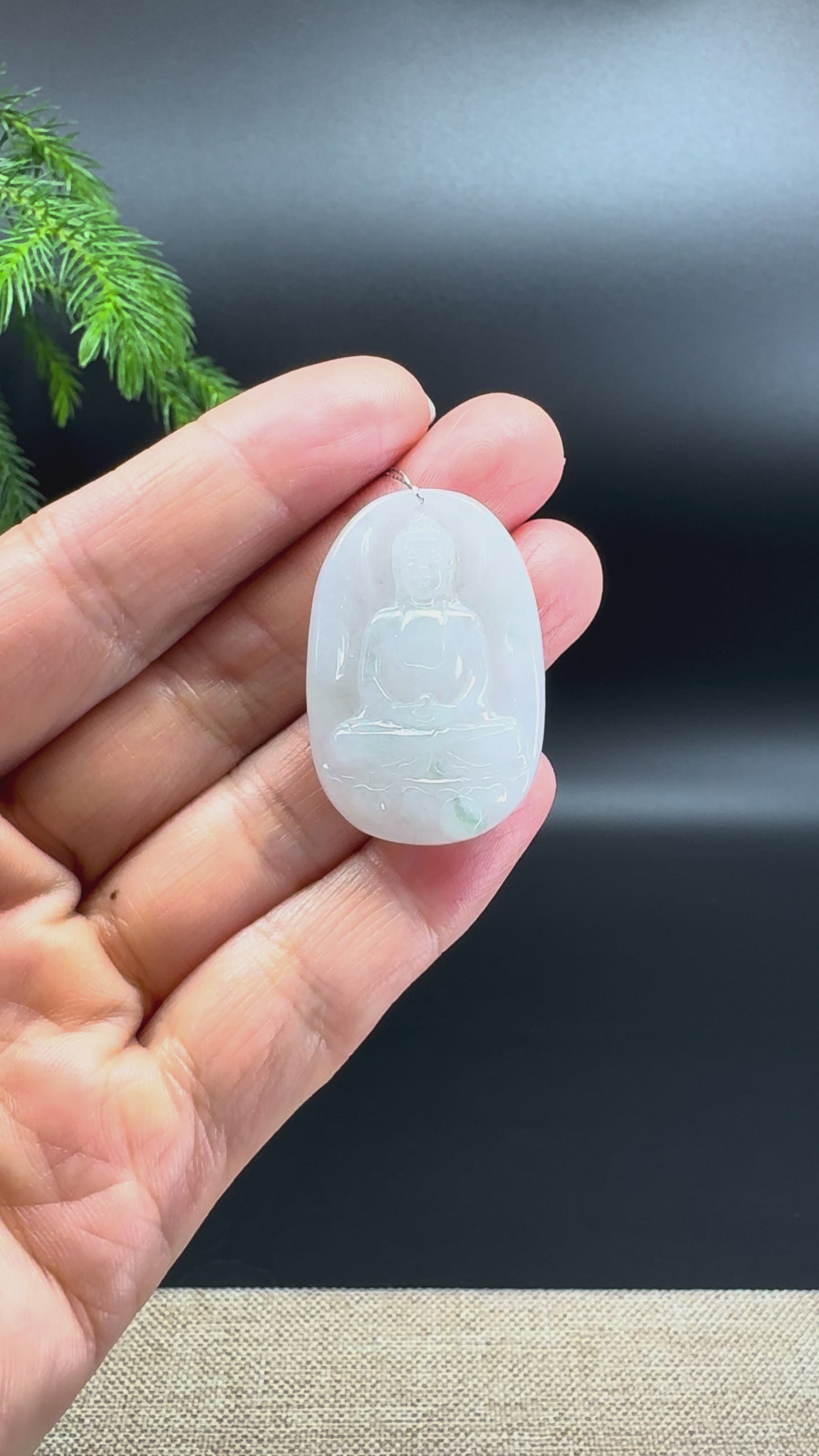 RealJade® Co. Genuine Burmese Moonlight Jadeite Jade Guanyin Pendant