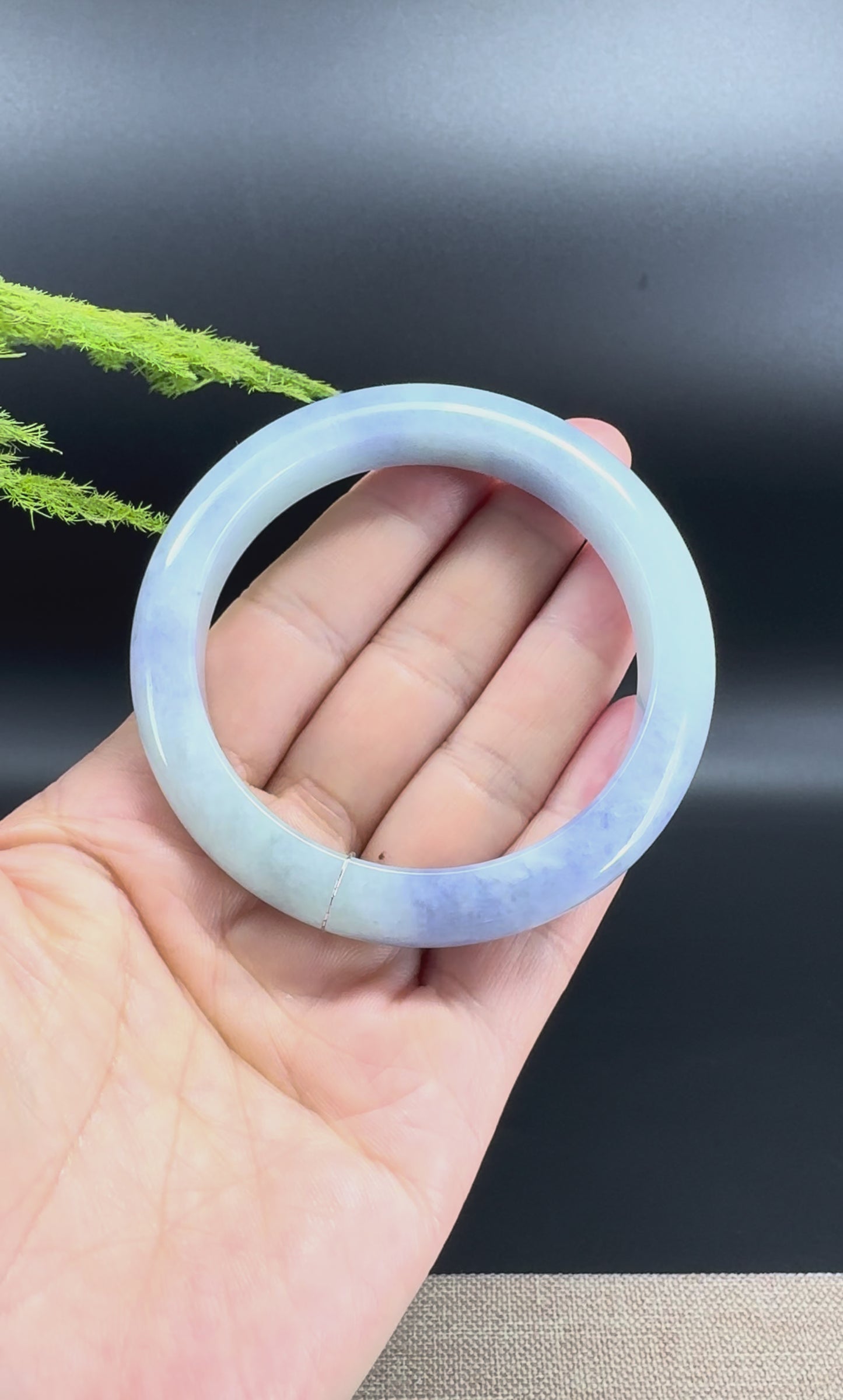 Load and play video in Gallery viewer, Genuine Burmese Blueberry Jadeite Jade Bangle Bracelet (57.5mm)
