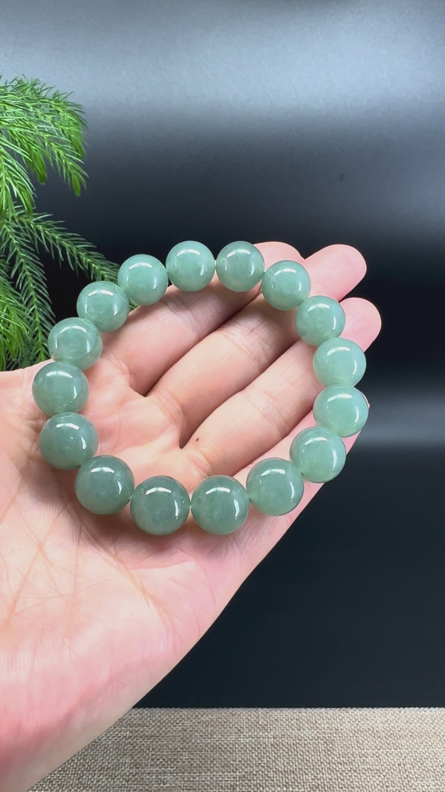 Load and play video in Gallery viewer, RealJade® Genuine Jadeite Jade Round Blue Green Beads Bracelet ( 12.5 mm )
