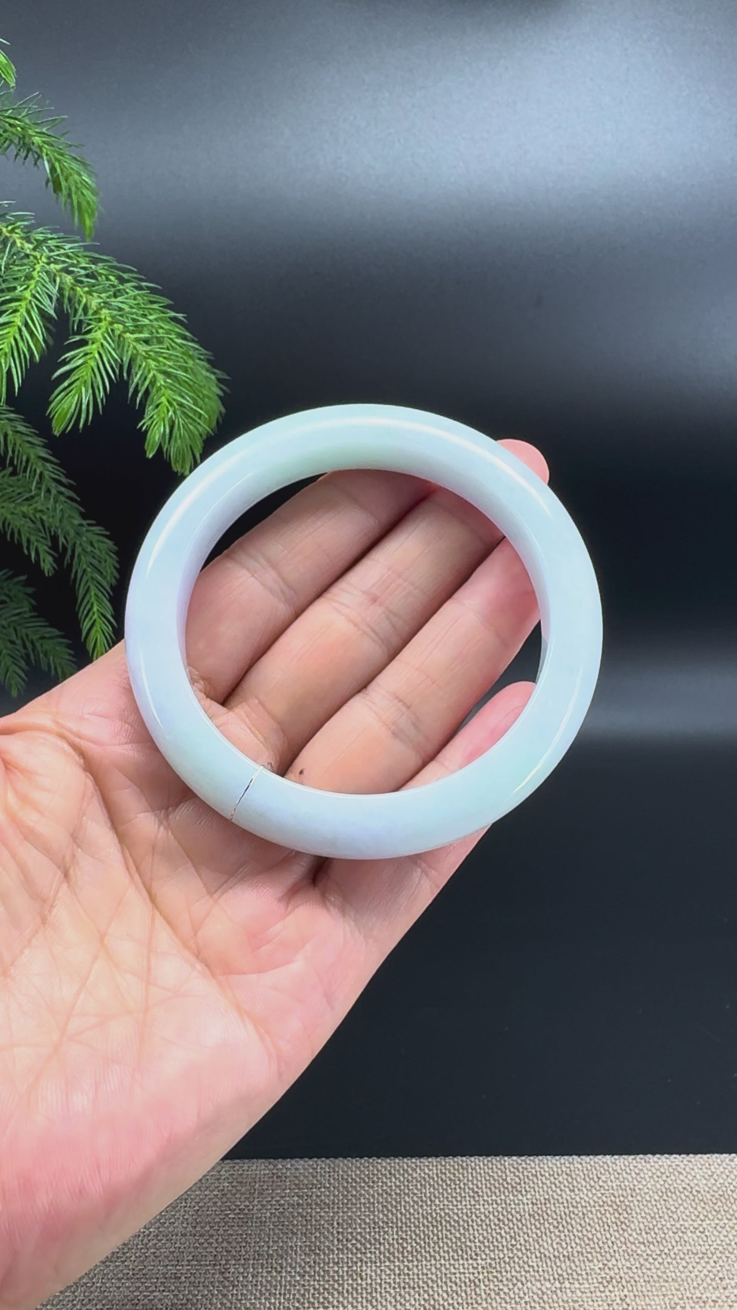 Genuine Burmese Lavender Green Jade Jadeite Bangle Bracelet (59.2mm)