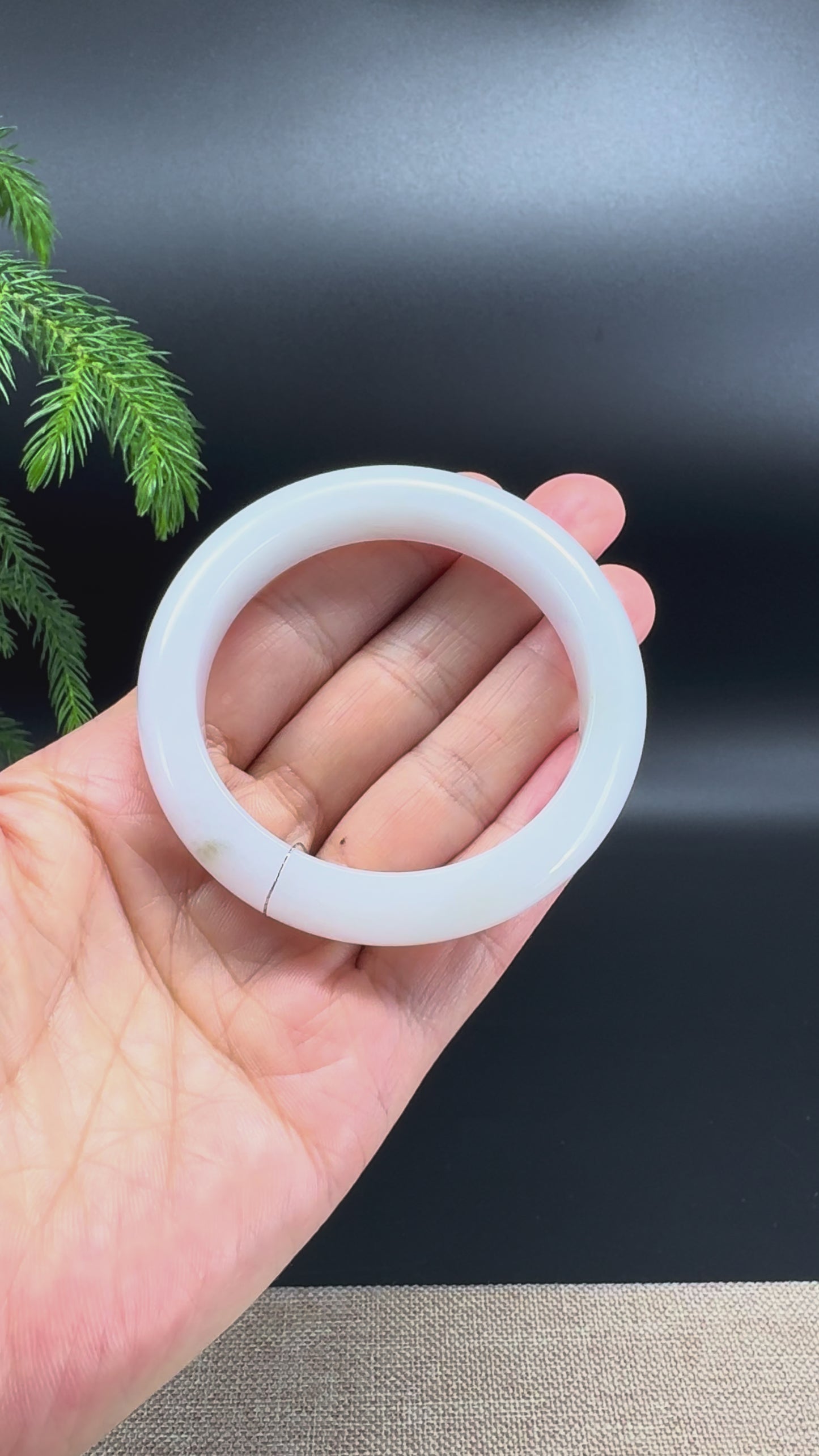 Genuine Burmese Light Pink Jadeite Jade Bangle Bracelet (52.7mm)