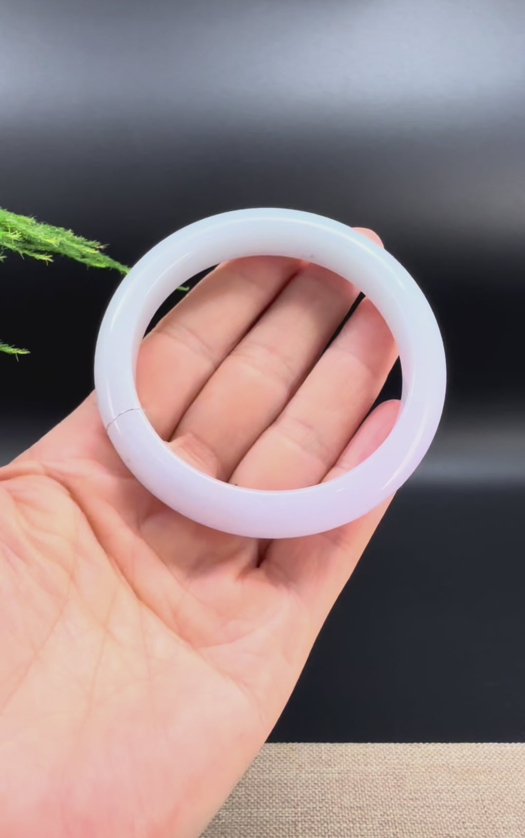 Load and play video in Gallery viewer, Genuine Burmese Lavender Green  Jade Jadeite Bangle Bracelet ( 57.8mm )
