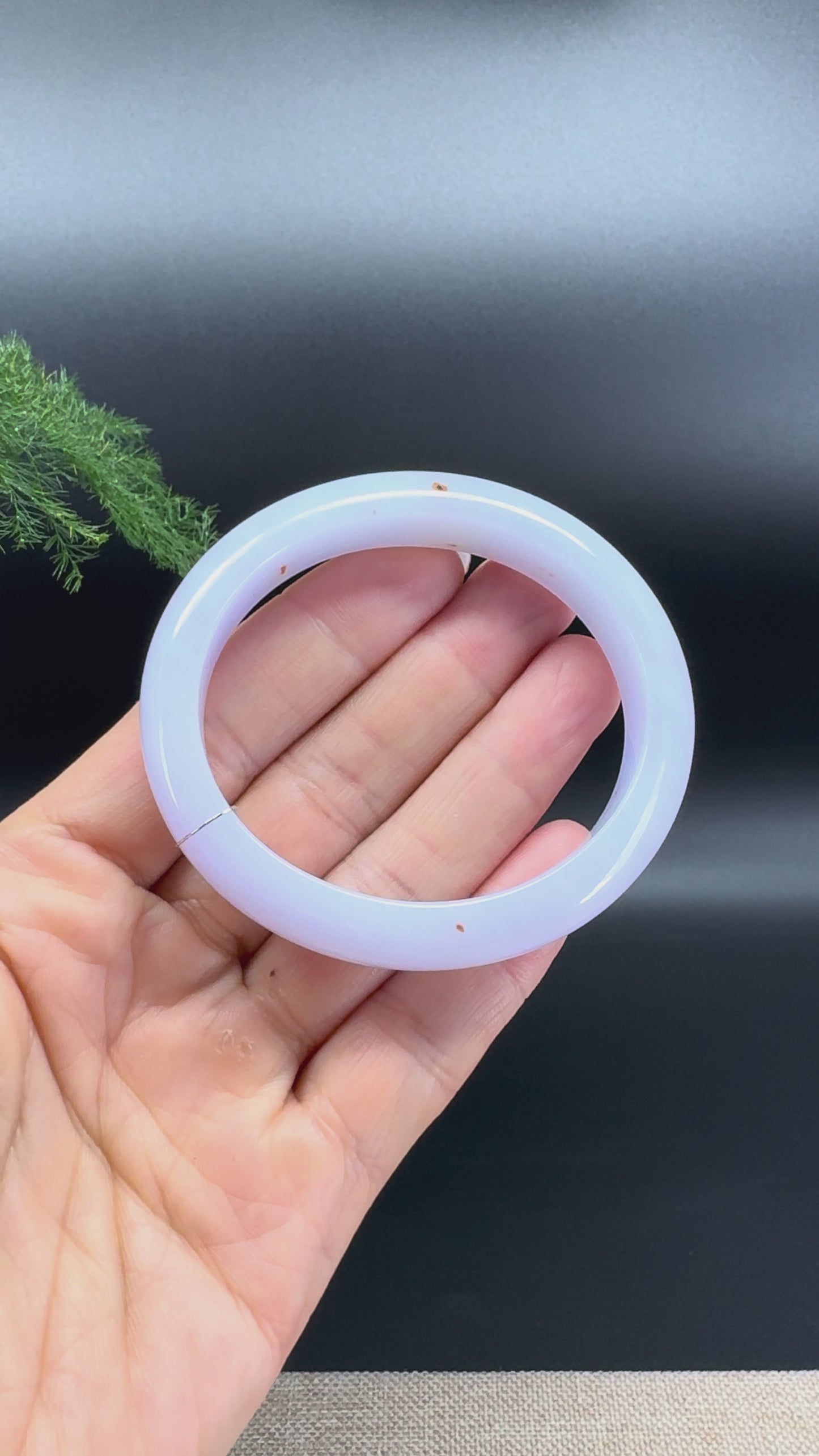 Load and play video in Gallery viewer, Genuine Burmese Lavender Jade Jadeite Bangle Bracelet ( 54.4*48mm )
