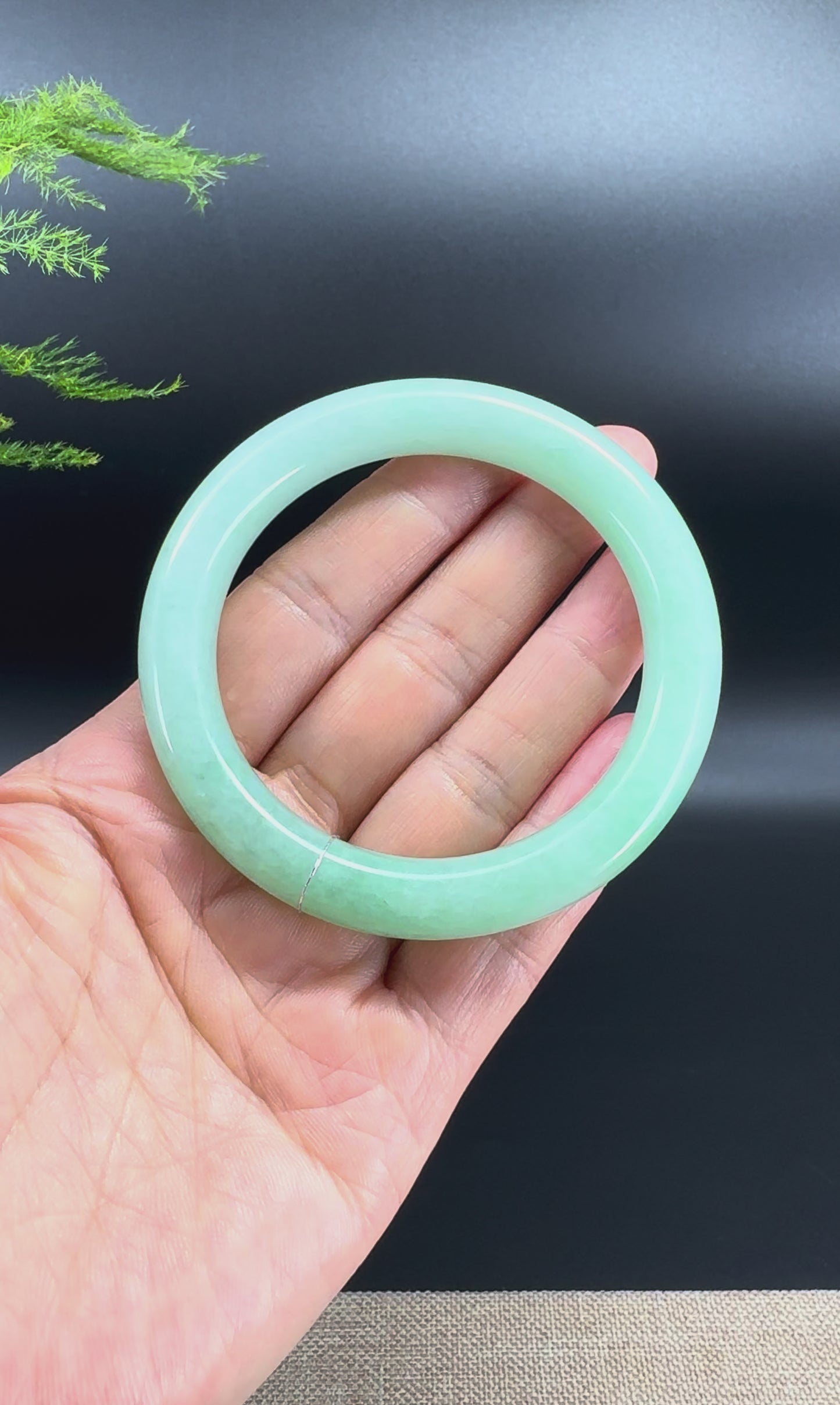 Load and play video in Gallery viewer, Genuine Burmese Grape Green Jade Jadeite Bangle Bracelet (56mm)
