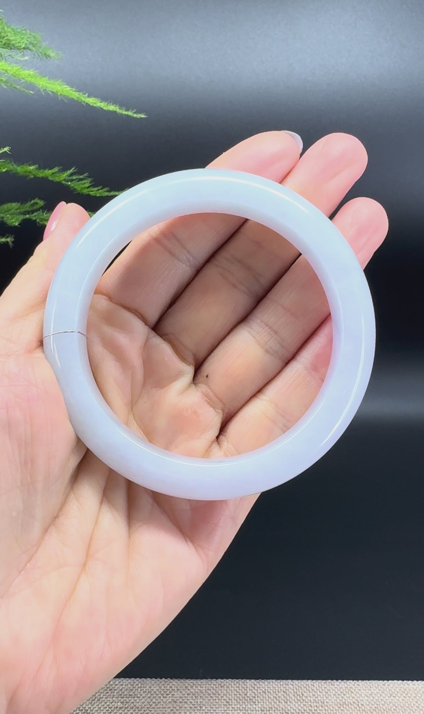 Load and play video in Gallery viewer, Genuine Burmese Lavender Green Jade Jadeite Bangle Bracelet ( 58.9mm )
