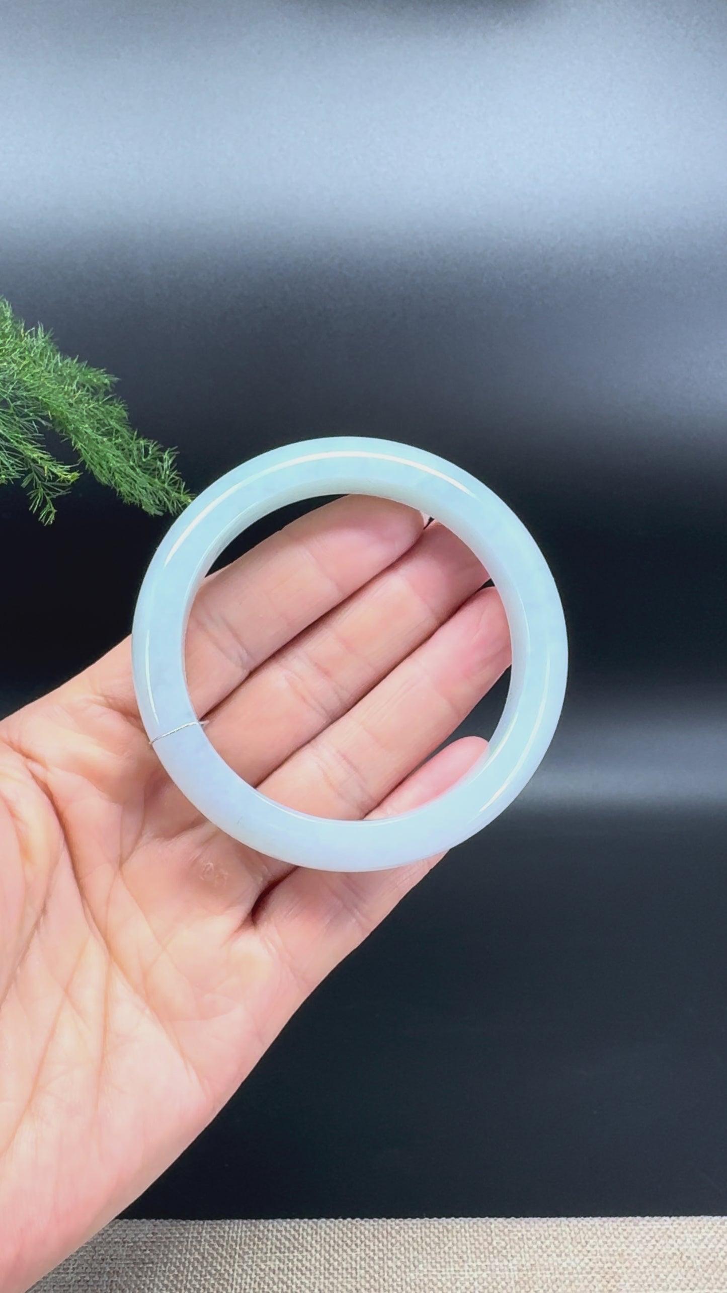 Load and play video in Gallery viewer, Genuine Burmese Icy Jadeite Jade Bangle Bracelet ( 55.8mm )
