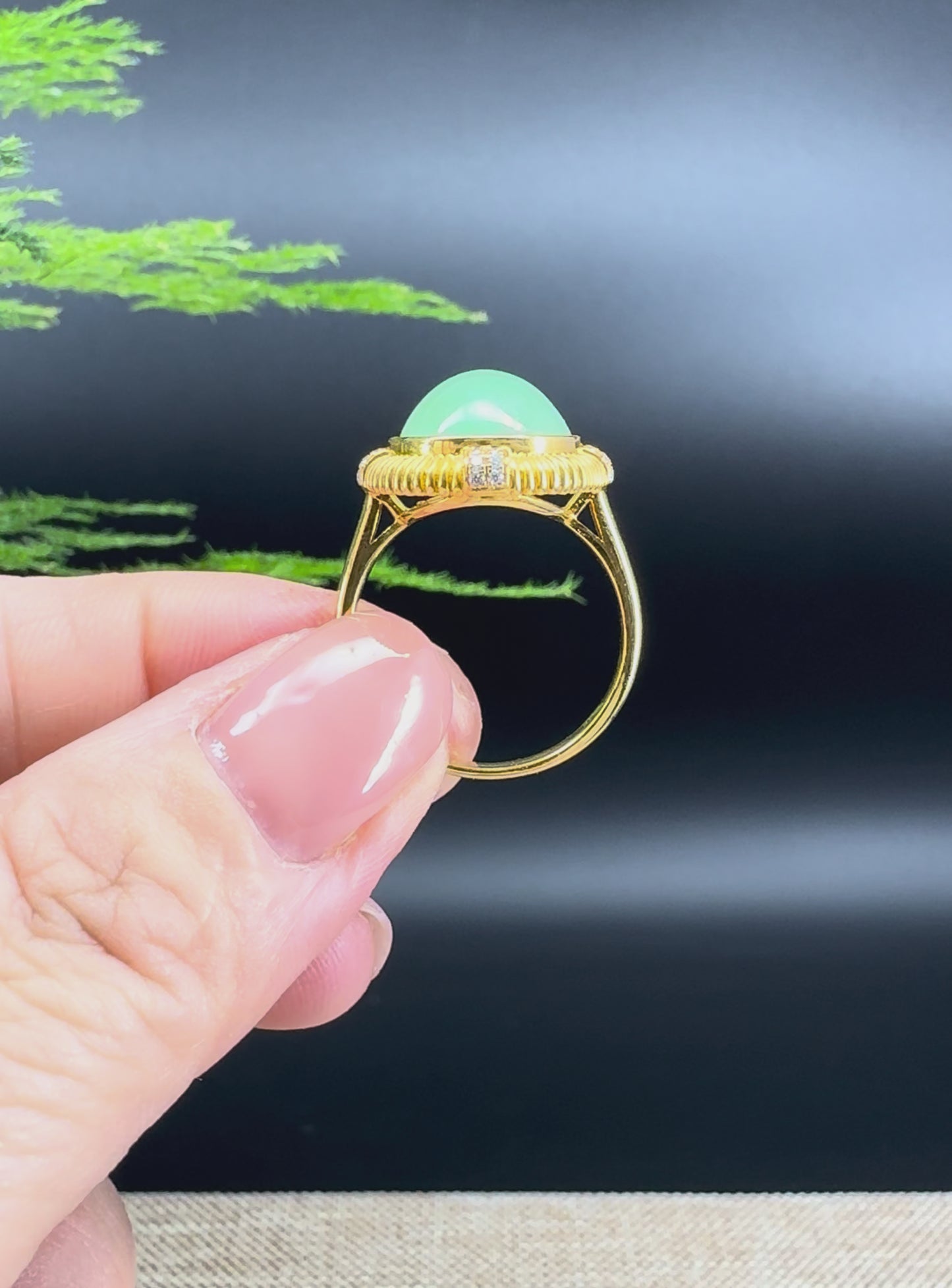 RealJade® "Signature Signet" 18K Yellow Gold Green Jadeite Jade Ring