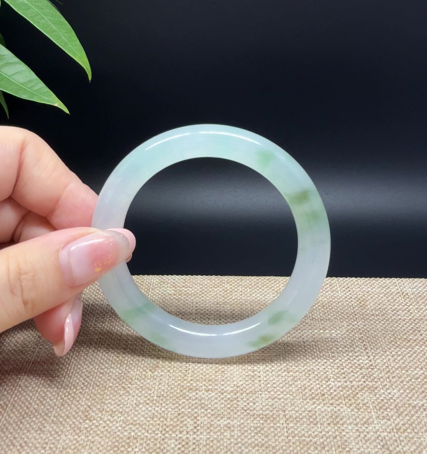 Load and play video in Gallery viewer, High end  Burmese Icy Green Jade Jadeite Bangle Bracelet ( 51mm )
