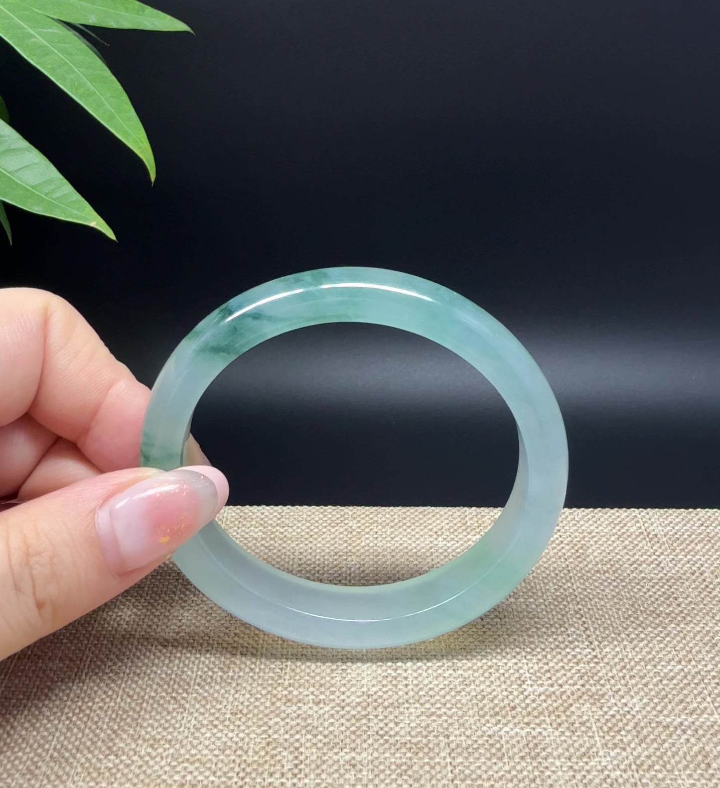 Load and play video in Gallery viewer, Genuine Burmese Icy Green Jade Jadeite Bangle Bracelet ( 57.3*50.8mm )
