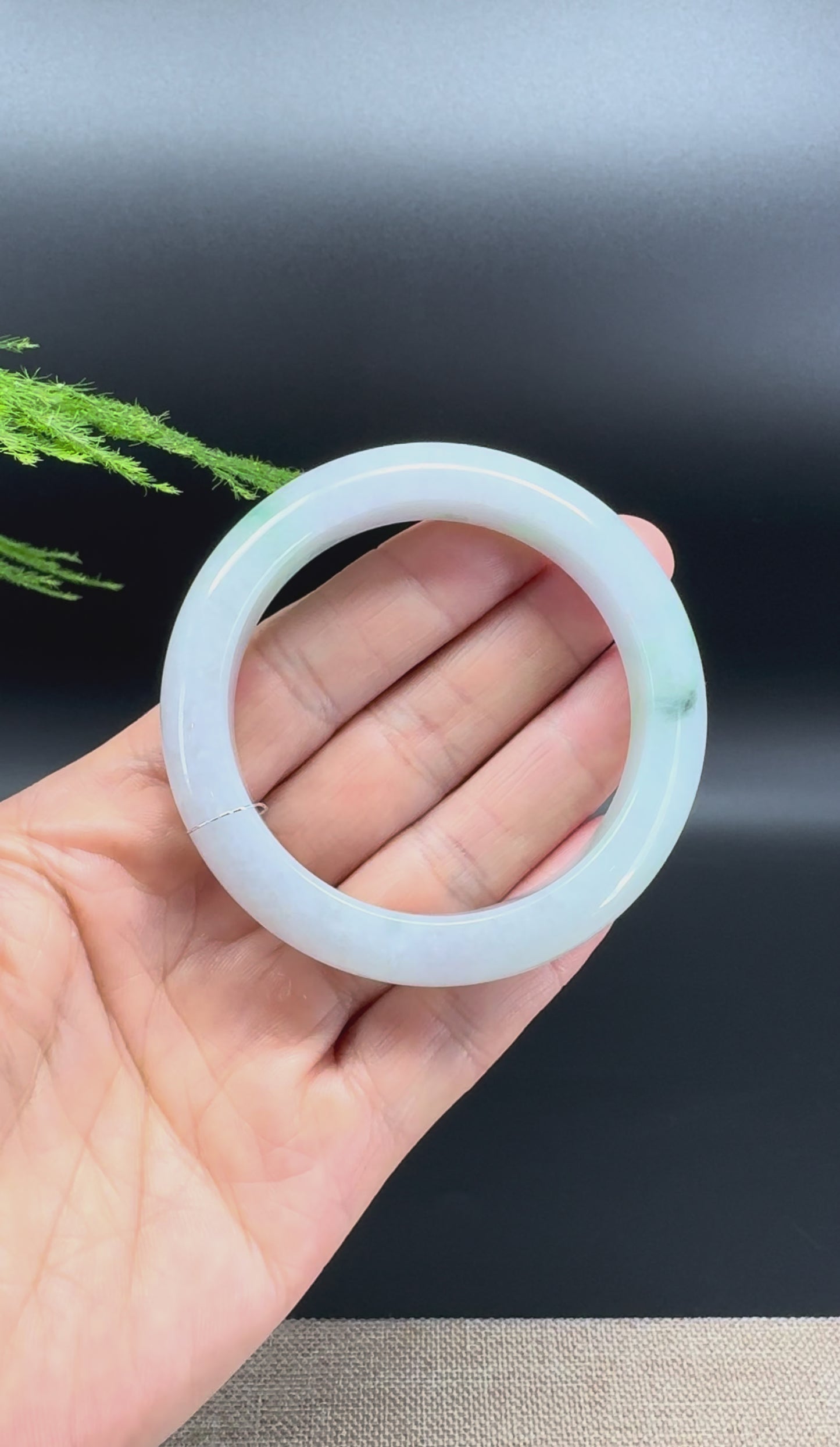 Load and play video in Gallery viewer, Genuine Burmese Lavender Green Jade Jadeite Bangle Bracelet ( 52.4mm )
