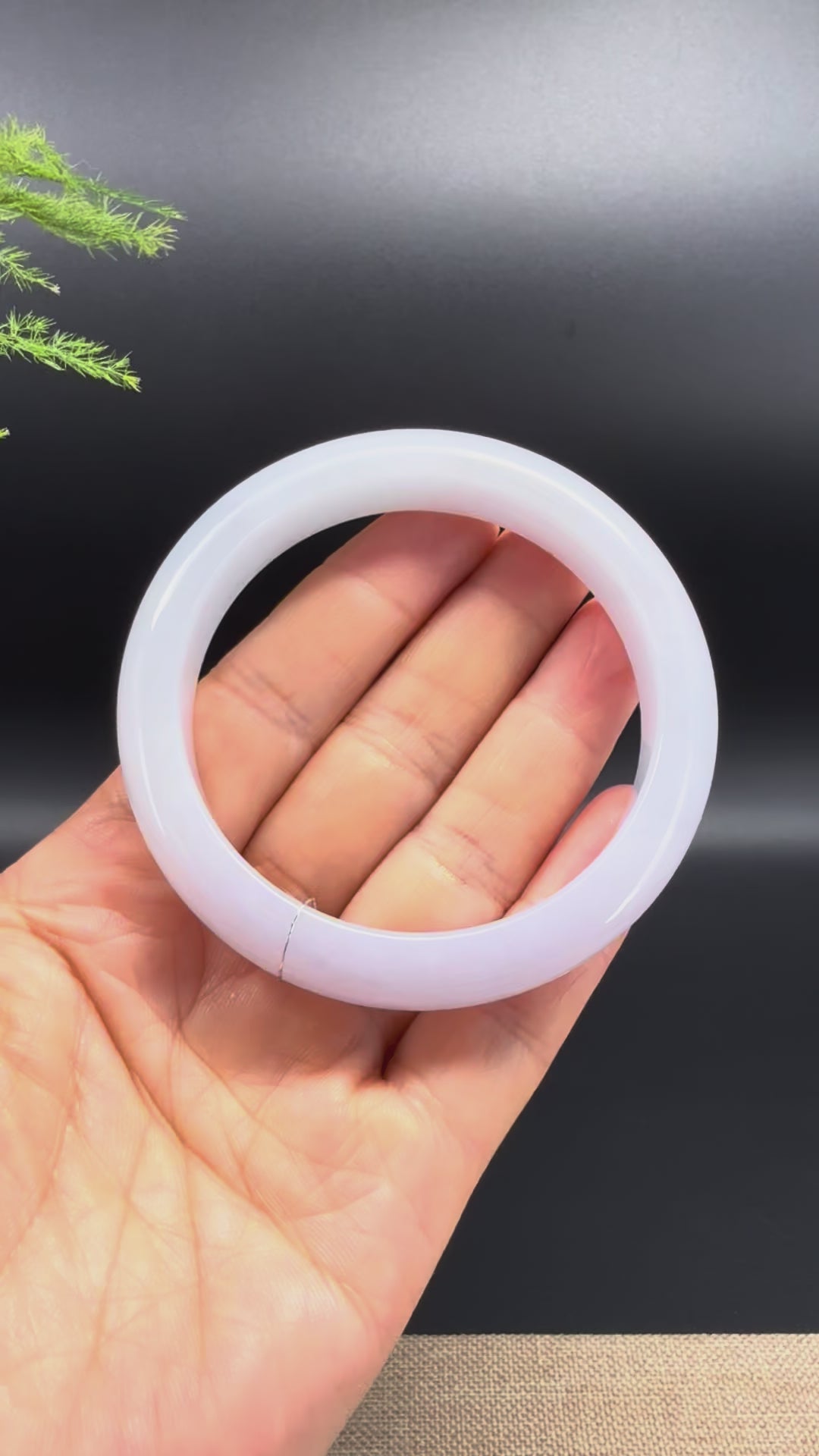 Load and play video in Gallery viewer, Genuine Burmese Light Lavender Jadeite Jade Bangle Bracelet (57.8mm)
