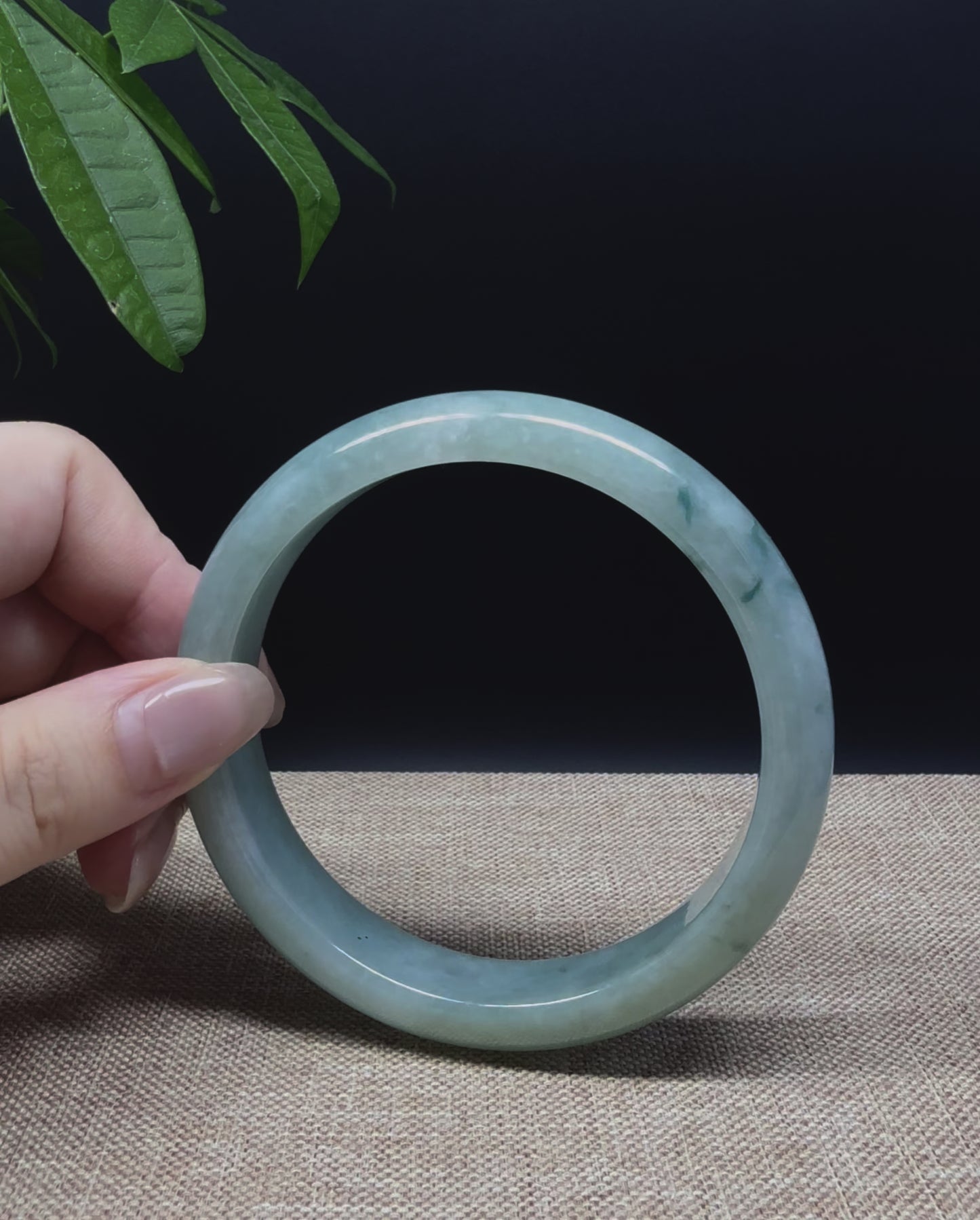 Load and play video in Gallery viewer, Genuine Burmese Oil Green Jade Jadeite Bangle Bracelet ( 66.7mm )
