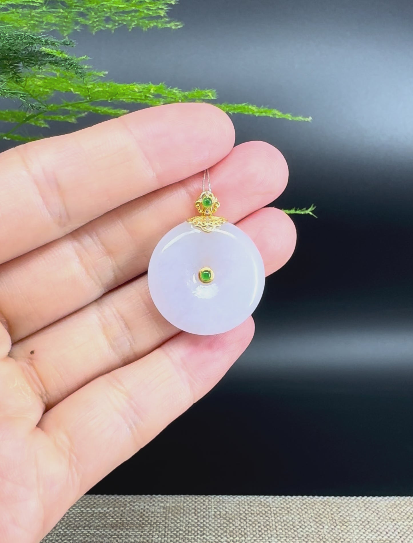 Load and play video in Gallery viewer, &amp;quot;Good Luck Button&amp;quot; Icy Pink Jadeite Jade Lucky KouKou Pendant With 18K Yellow Gold Bail
