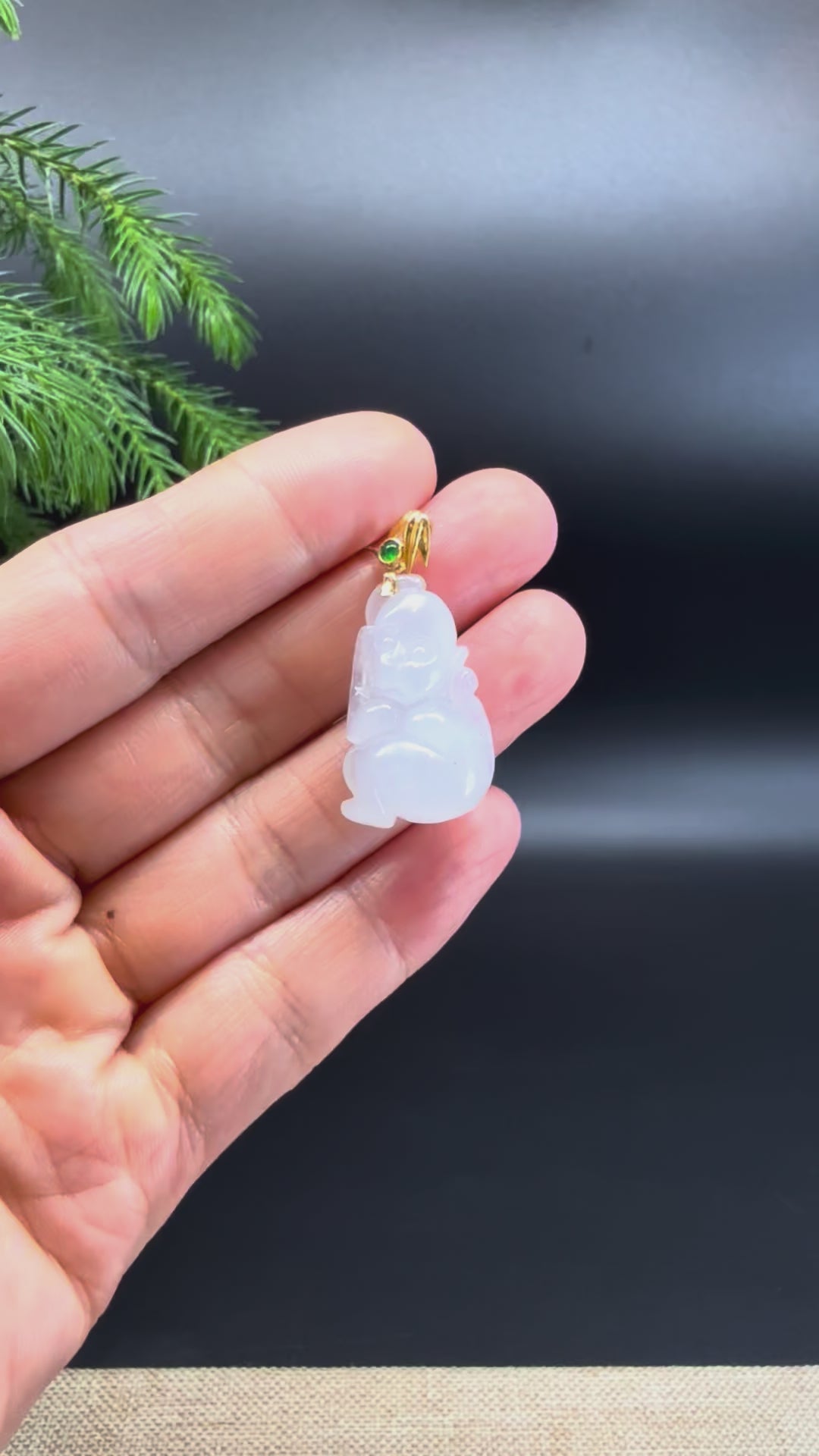 Load and play video in Gallery viewer, RealJade®  co: 18k Yellow Gold Light Lavender Monkey Pendant Necklace
