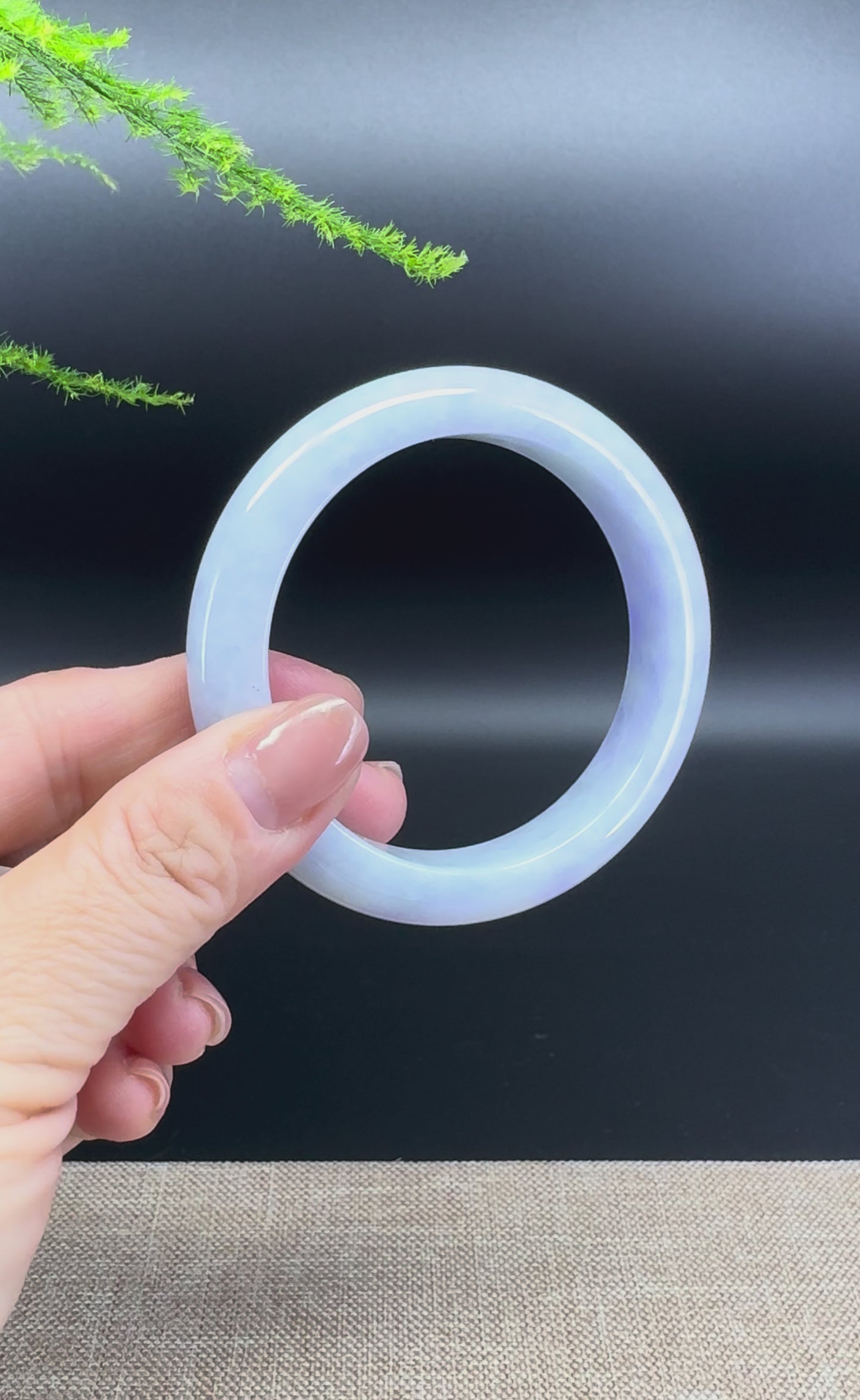 Load and play video in Gallery viewer, Genuine Burmese Lavender Green Jade Jadeite Bangle Bracelet (56.1mm)
