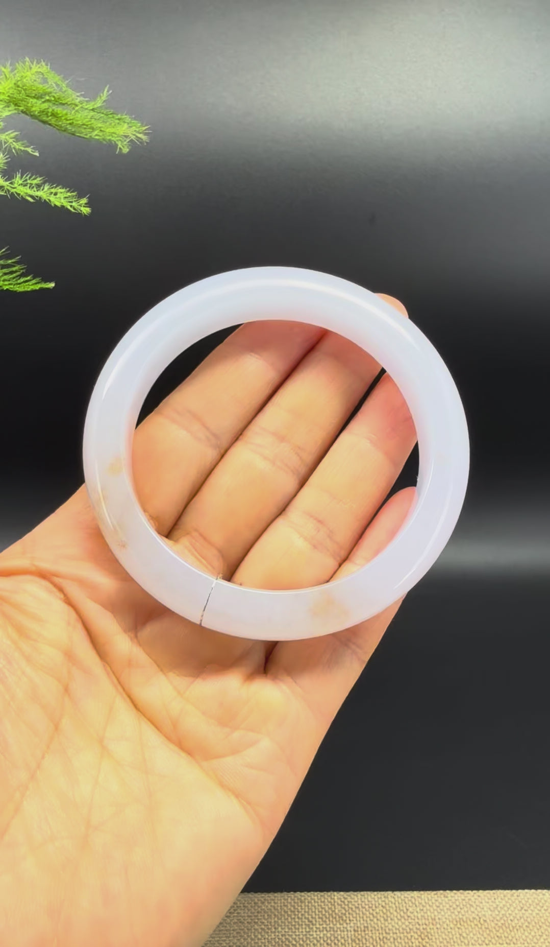 Load and play video in Gallery viewer, Genuine Burmese Icy Lavender Jadeite Jade Bangle Bracelet (58.3mm)
