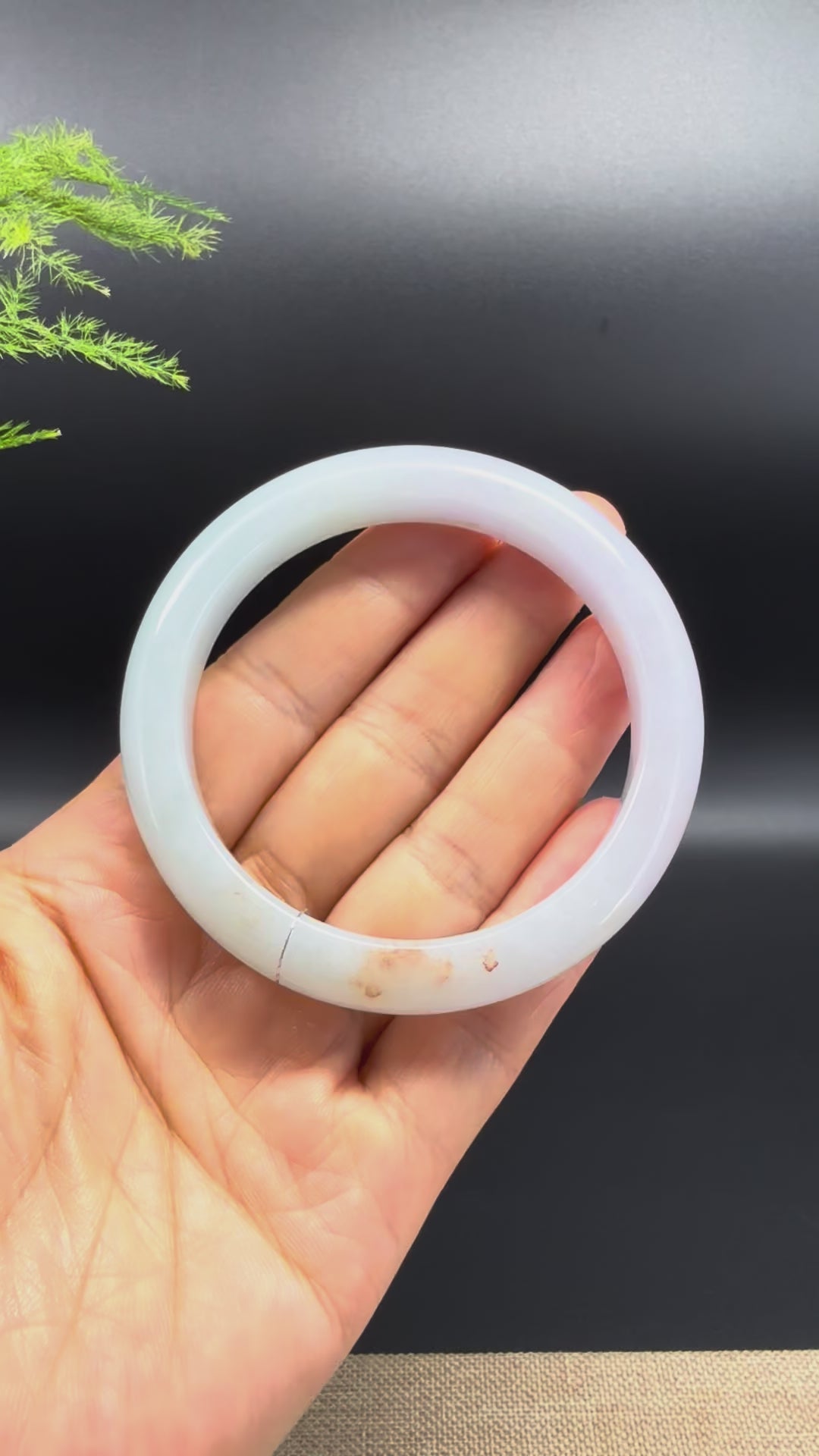 Load and play video in Gallery viewer, Genuine Burmese Light Lavender Green &amp;amp; Sajin Jadeite Jade Bangle Bracelet (57mm)
