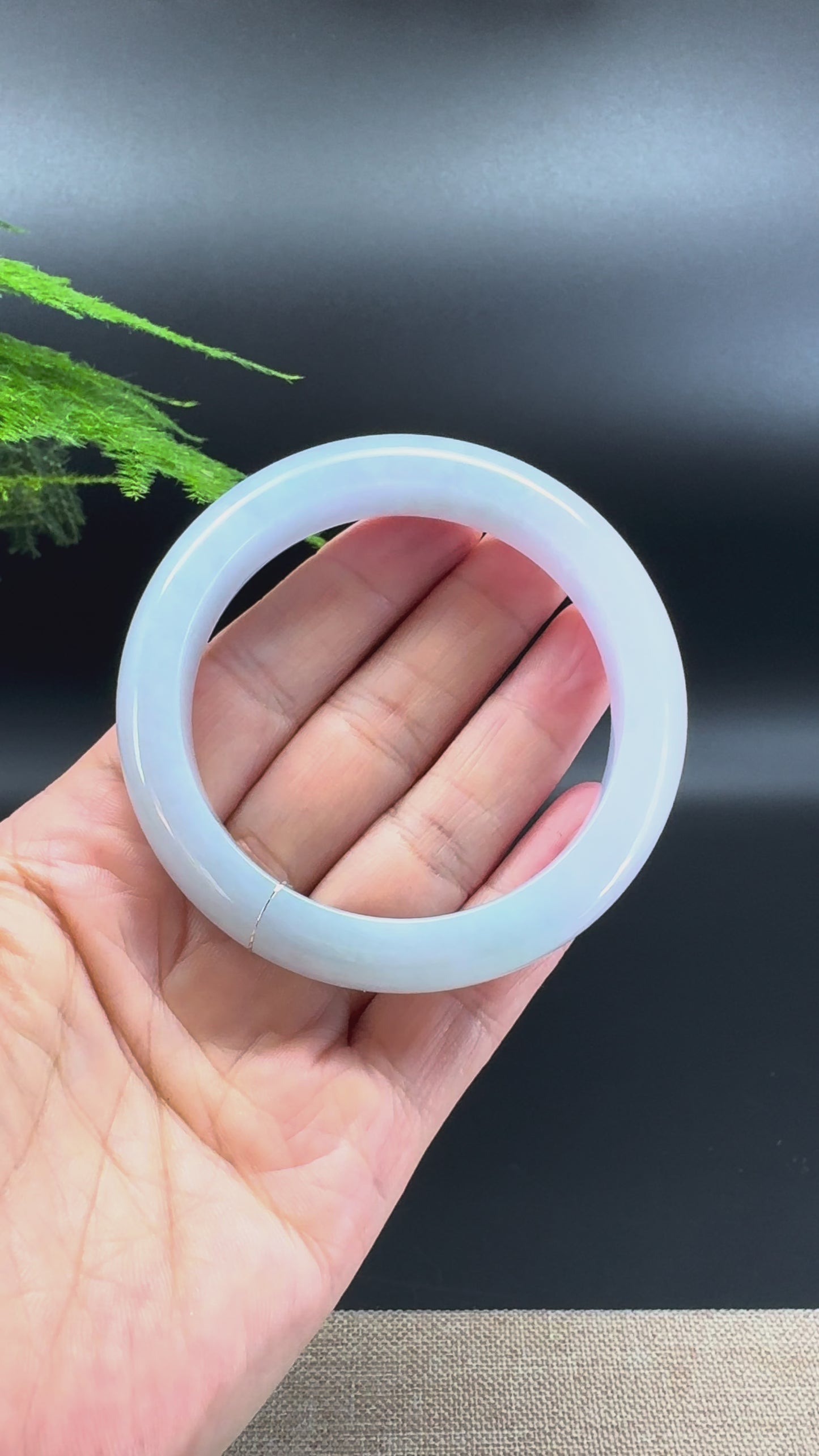 Load and play video in Gallery viewer, Genuine Burmese Light Blue Green Jade Jadeite Bangle Bracelet ( 56.6mm )
