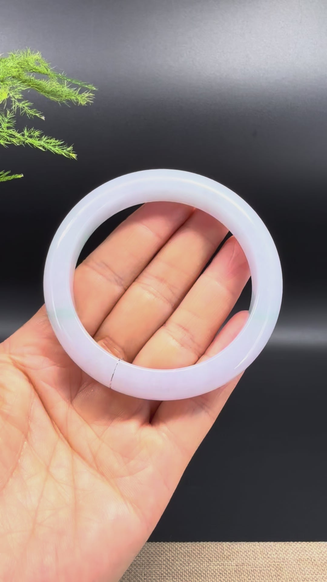 Load and play video in Gallery viewer, Genuine Burmese Light Lavender Green Jadeite Jade Bangle Bracelet (58.5mm)
