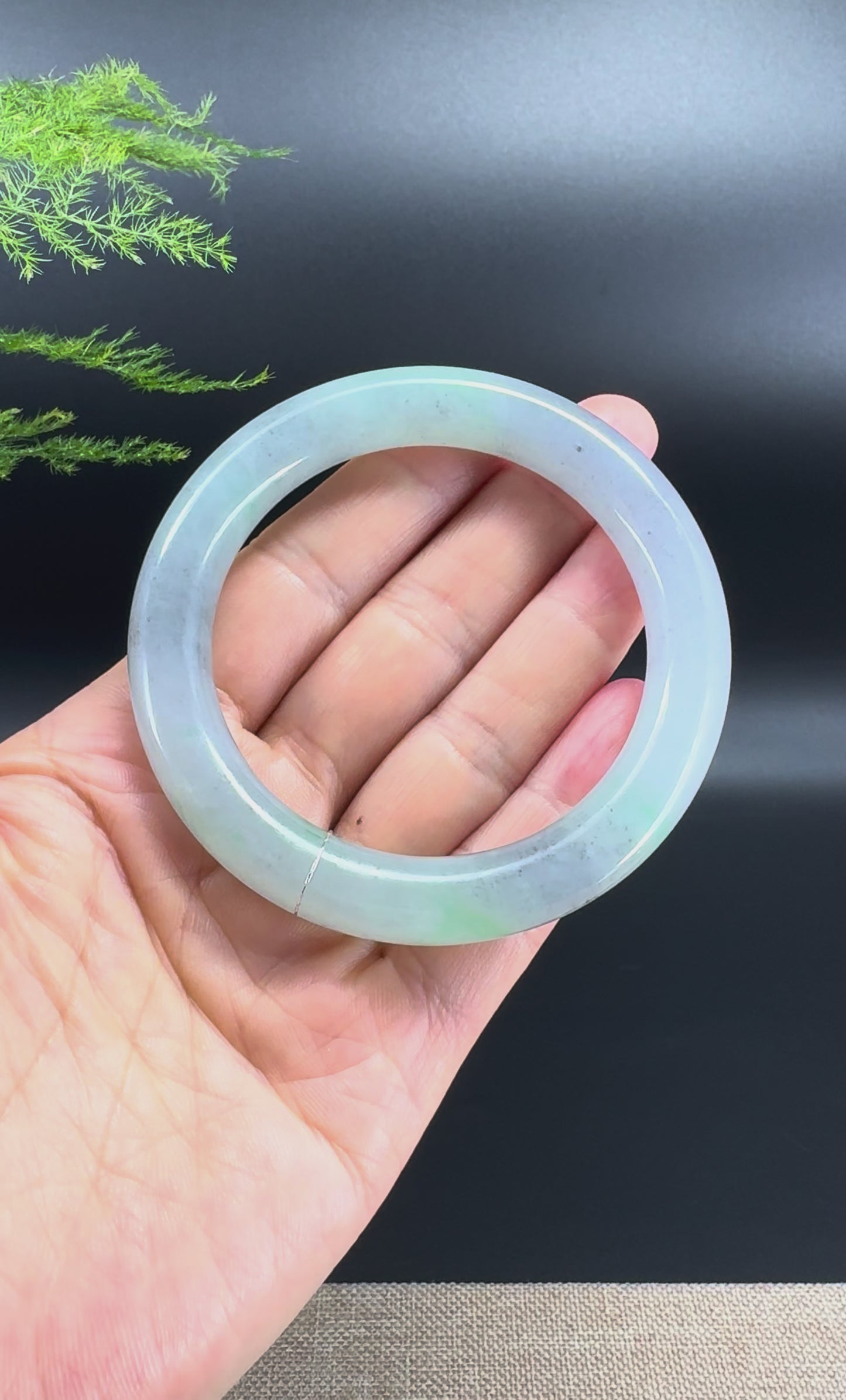 Load and play video in Gallery viewer, Genuine Burmese Icy Black Green Jade Jadeite Bangle Bracelet ( 56.3mm )
