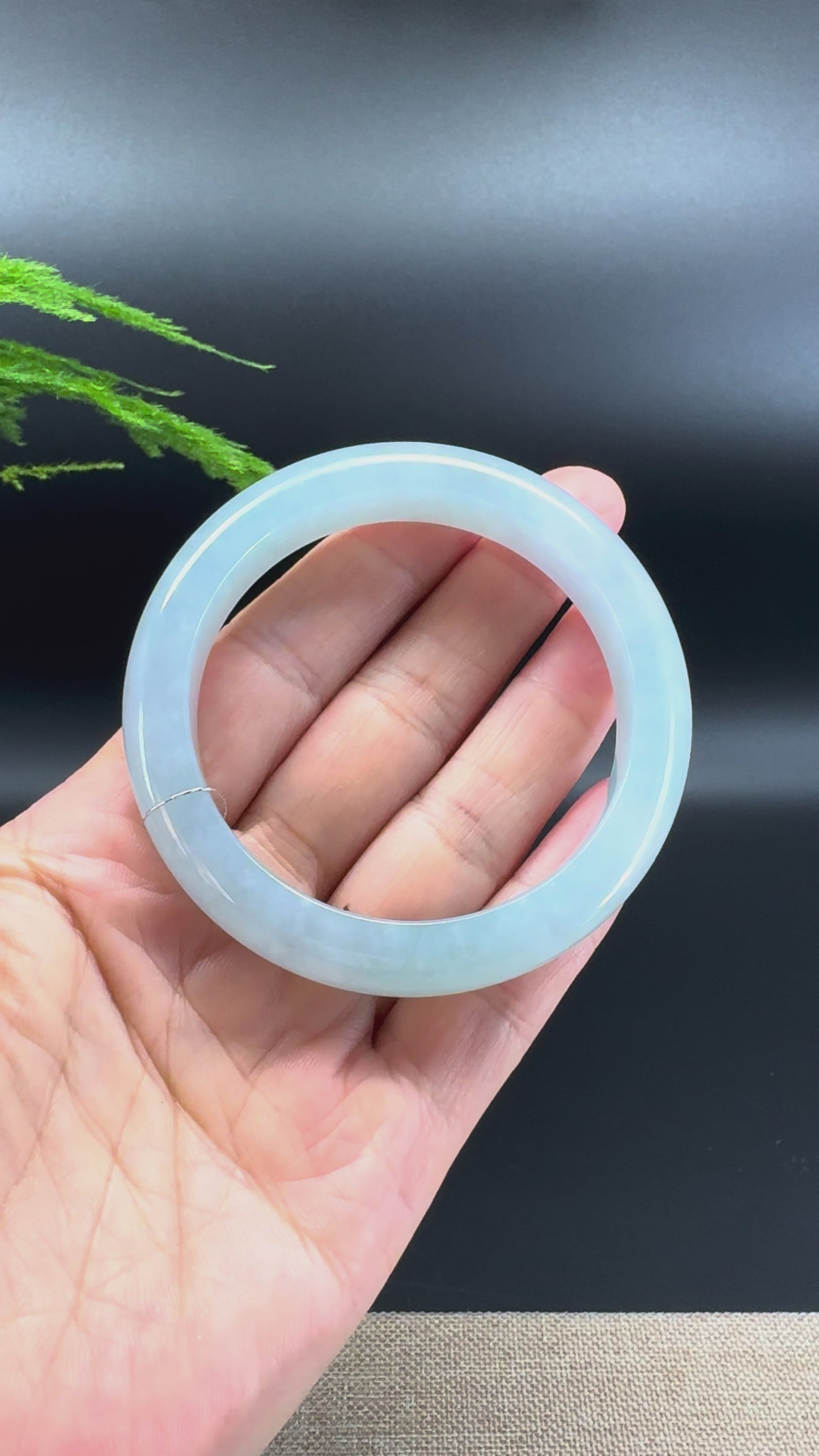 Load and play video in Gallery viewer, Genuine Burmese Blue Water Jade Jadeite Bangle Bracelet ( 54.7mm )

