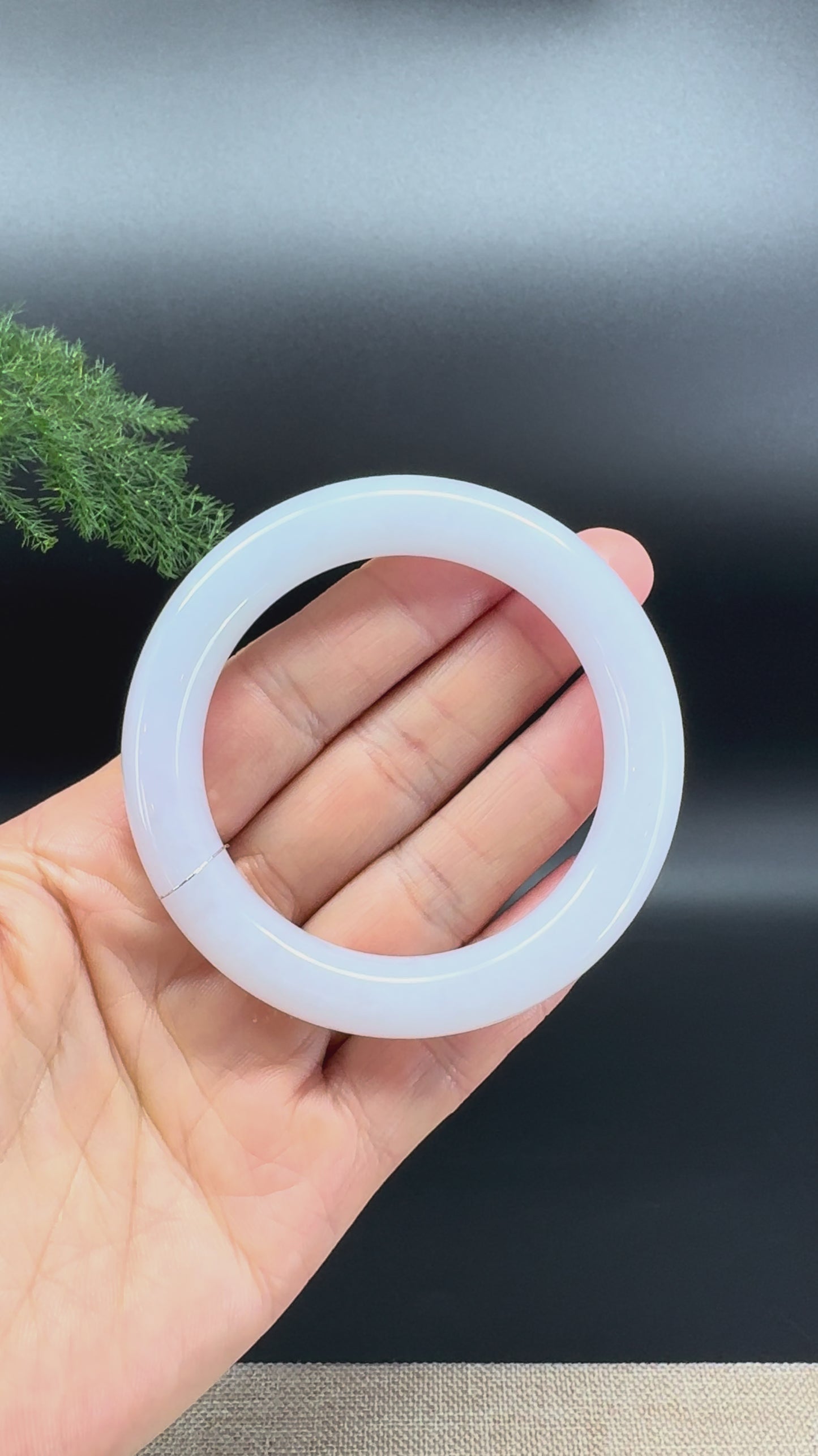 Load and play video in Gallery viewer, Genuine Burmese Icy Lavender Jade Jadeite Bangle Bracelet (53.3mm)

