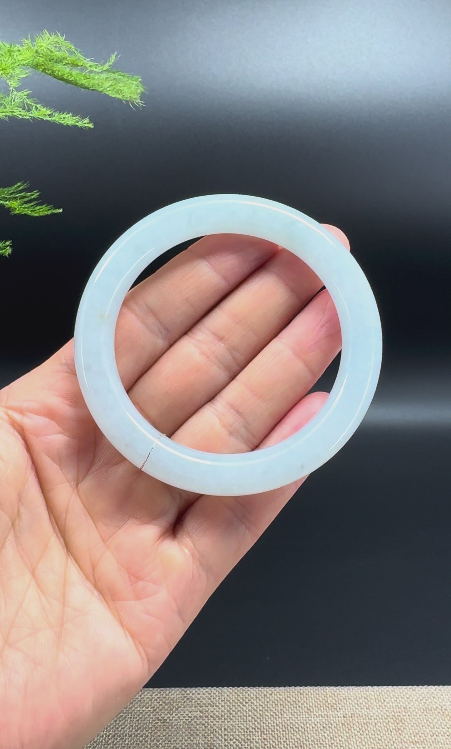 Load and play video in Gallery viewer, Genuine Burmese Icy Green Jade Jadeite Bangle Bracelet ( 54mm )
