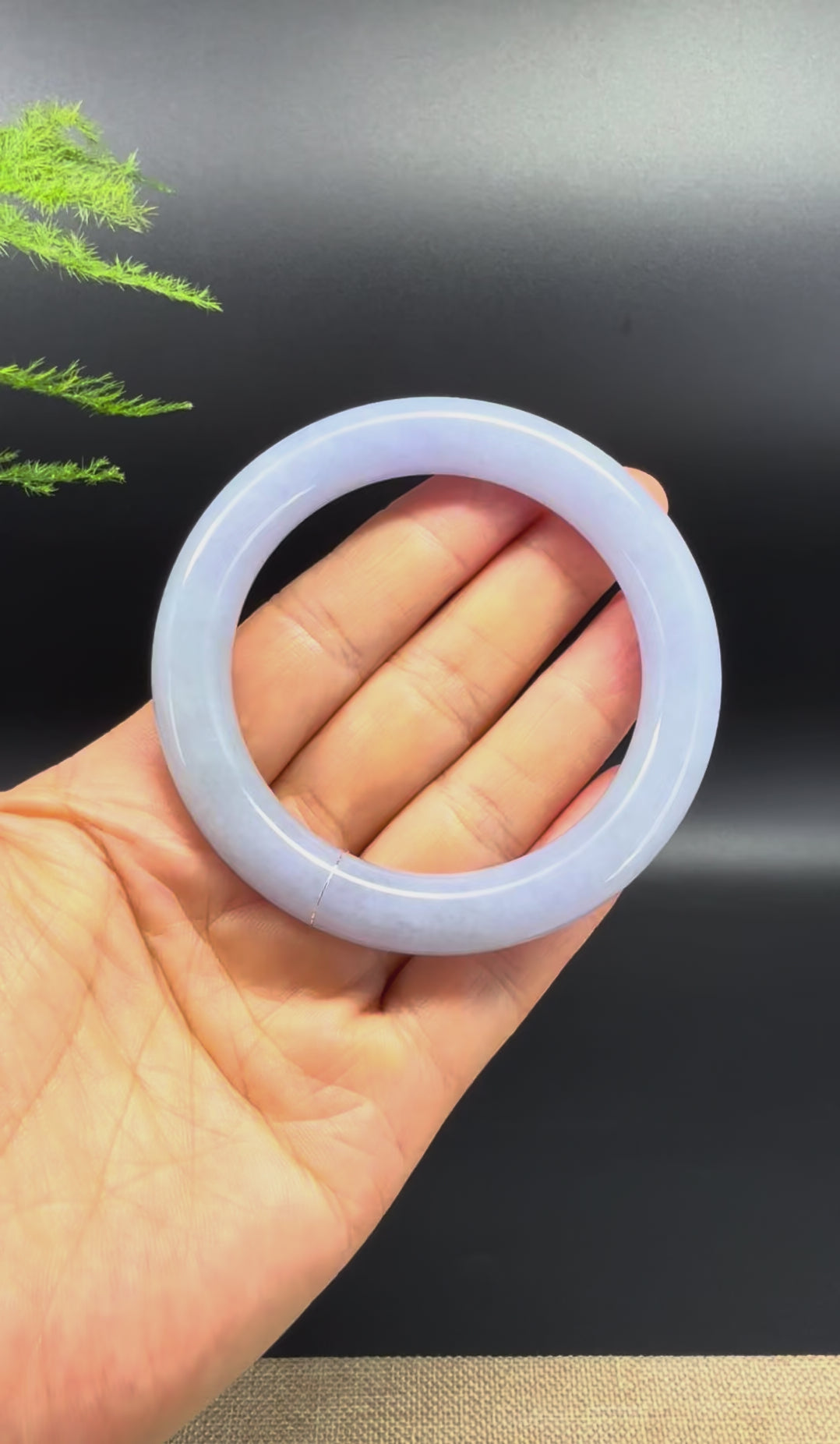 Load and play video in Gallery viewer, Genuine Burmese Deep Lavender Jadeite Jade Bangle Bracelet (55.9mm)
