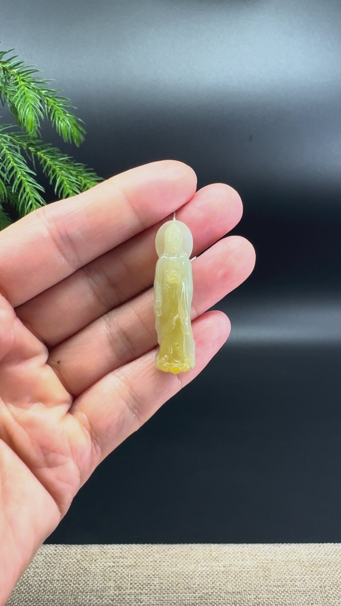Load and play video in Gallery viewer, RealJade® Natural Genuine Icy Yellow Jadeite Jade Guanyin Pendant Necklace

