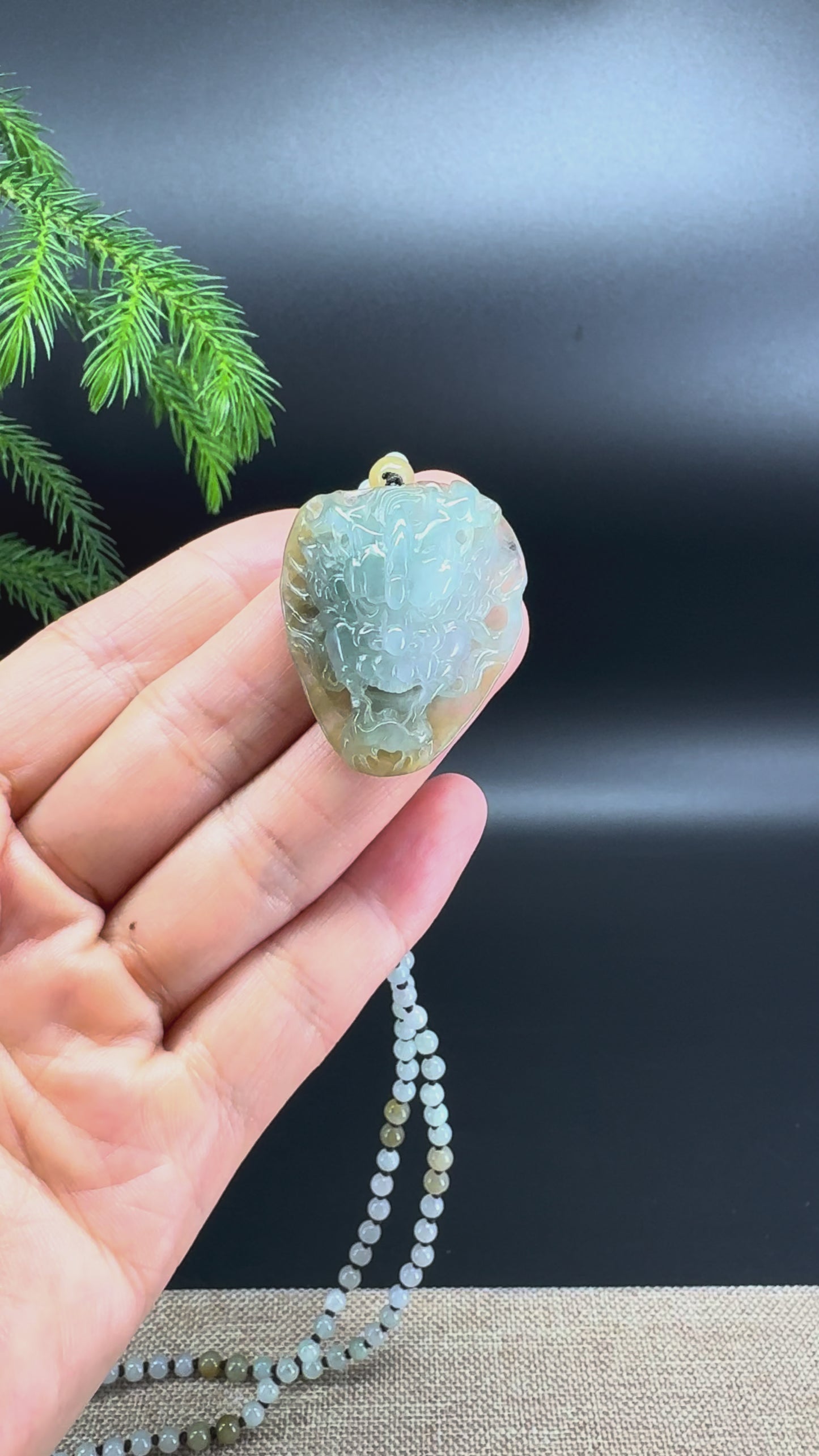 RealJade® Co. Natural Yellow & Blue Green Jadeite Jade Dragon Pendant