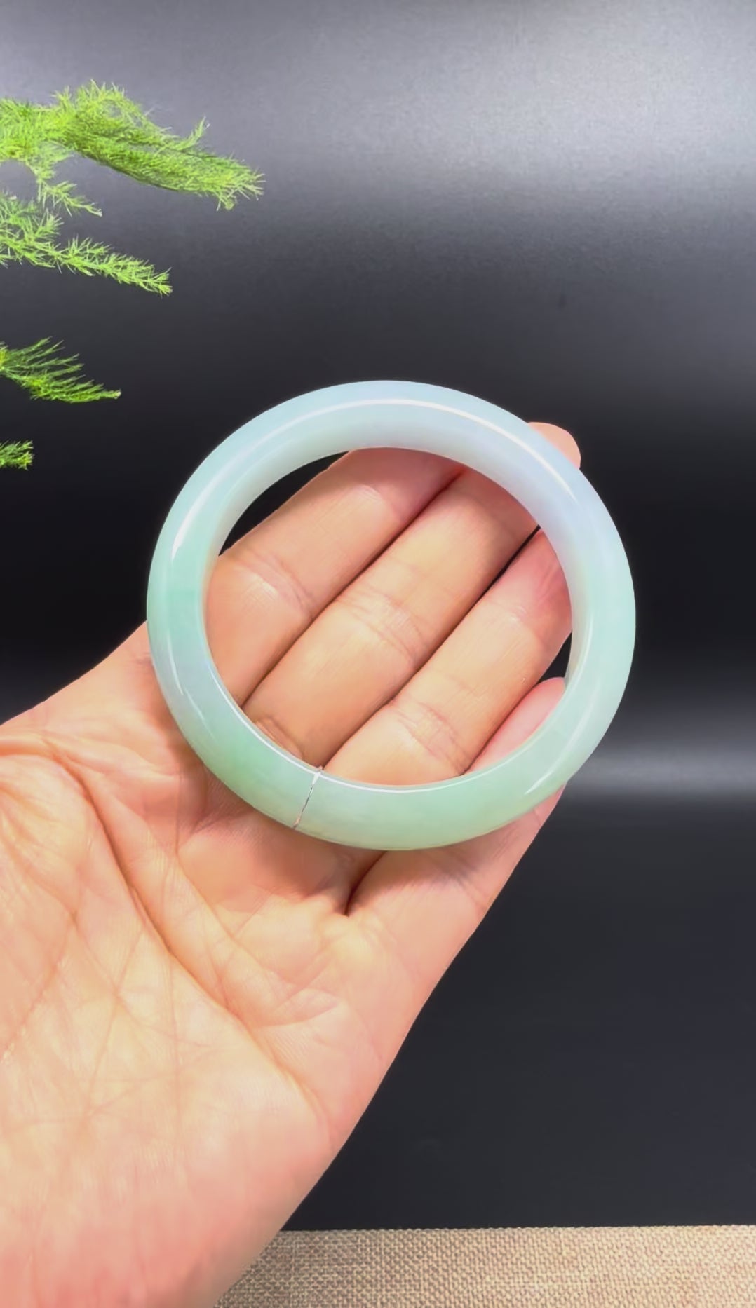 Load and play video in Gallery viewer, Genuine Burmese Lavender Green Jadeite Jade Bangle Bracelet (54.5mm)
