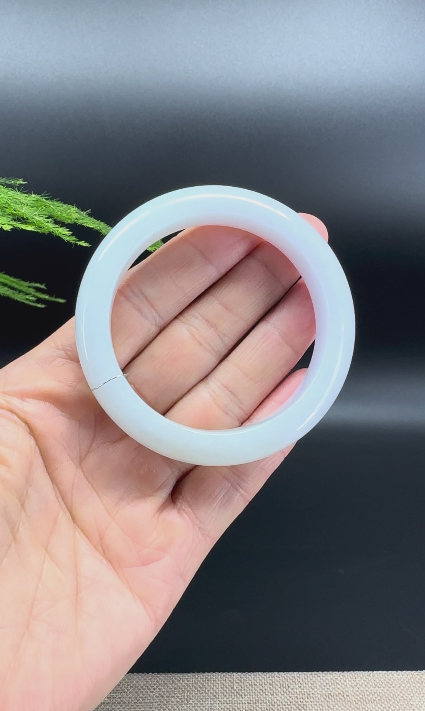 Load and play video in Gallery viewer, Genuine Burmese Lavender Green Jade Jadeite Bangle Bracelet ( 52.6mm )

