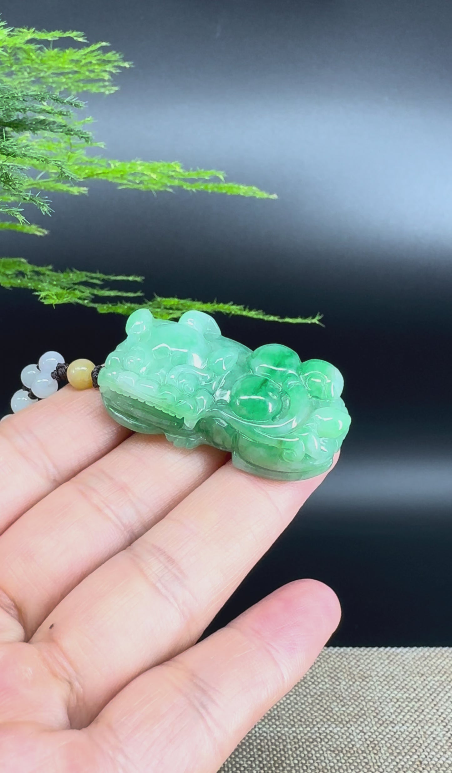 RealJade® Co. Pi Xiu Genuine Burmese Jadeite Jade PiXiu Pendant Necklace (FengShui Lucky)