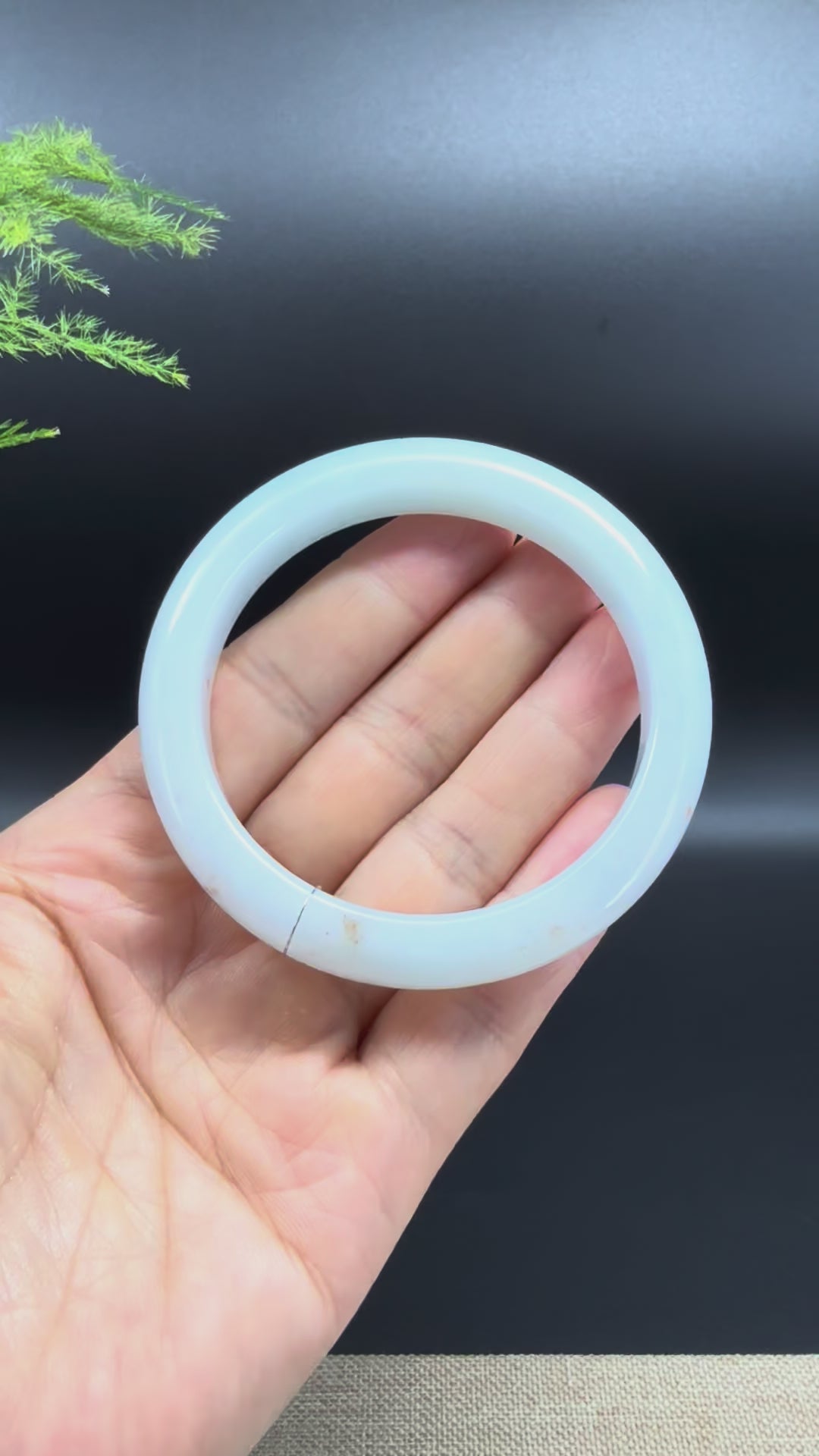 Load and play video in Gallery viewer, Genuine Burmese Light Green &amp;amp; Sajin Jadeite Jade Bangle Bracelet (56mm)

