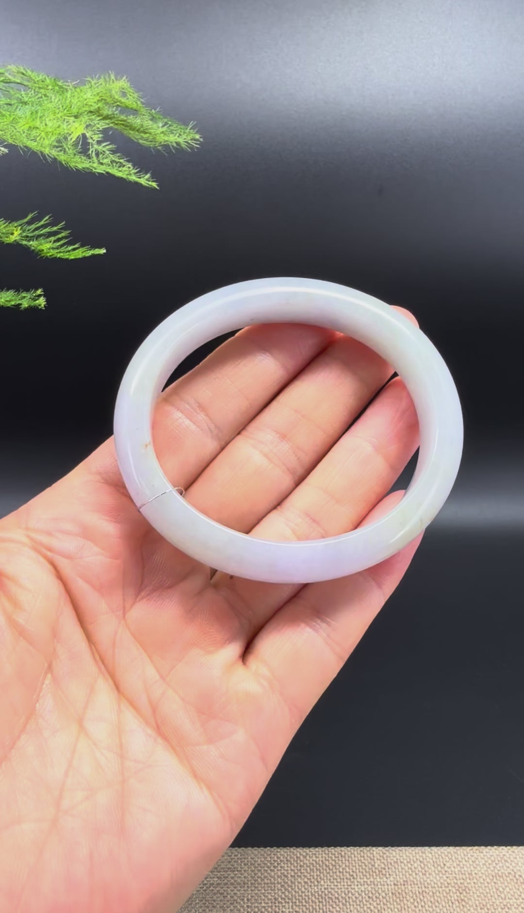 Load and play video in Gallery viewer, Genuine Burmese Lavender Jade Jadeite Bangle Bracelet ( 55.3*48.6mm )
